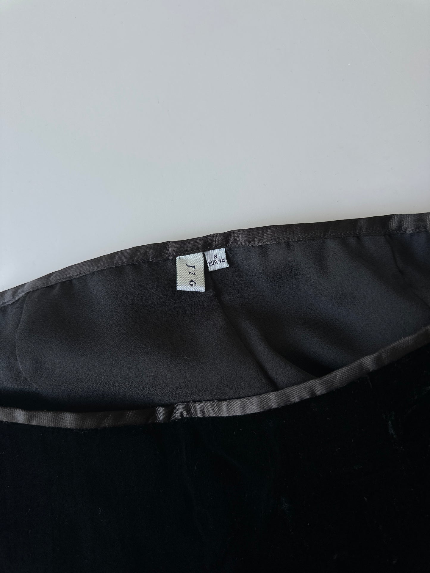 black velvet midi skirt