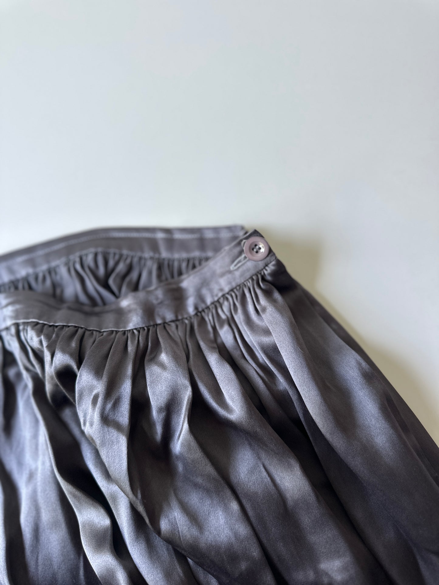 grey silk midi skirt