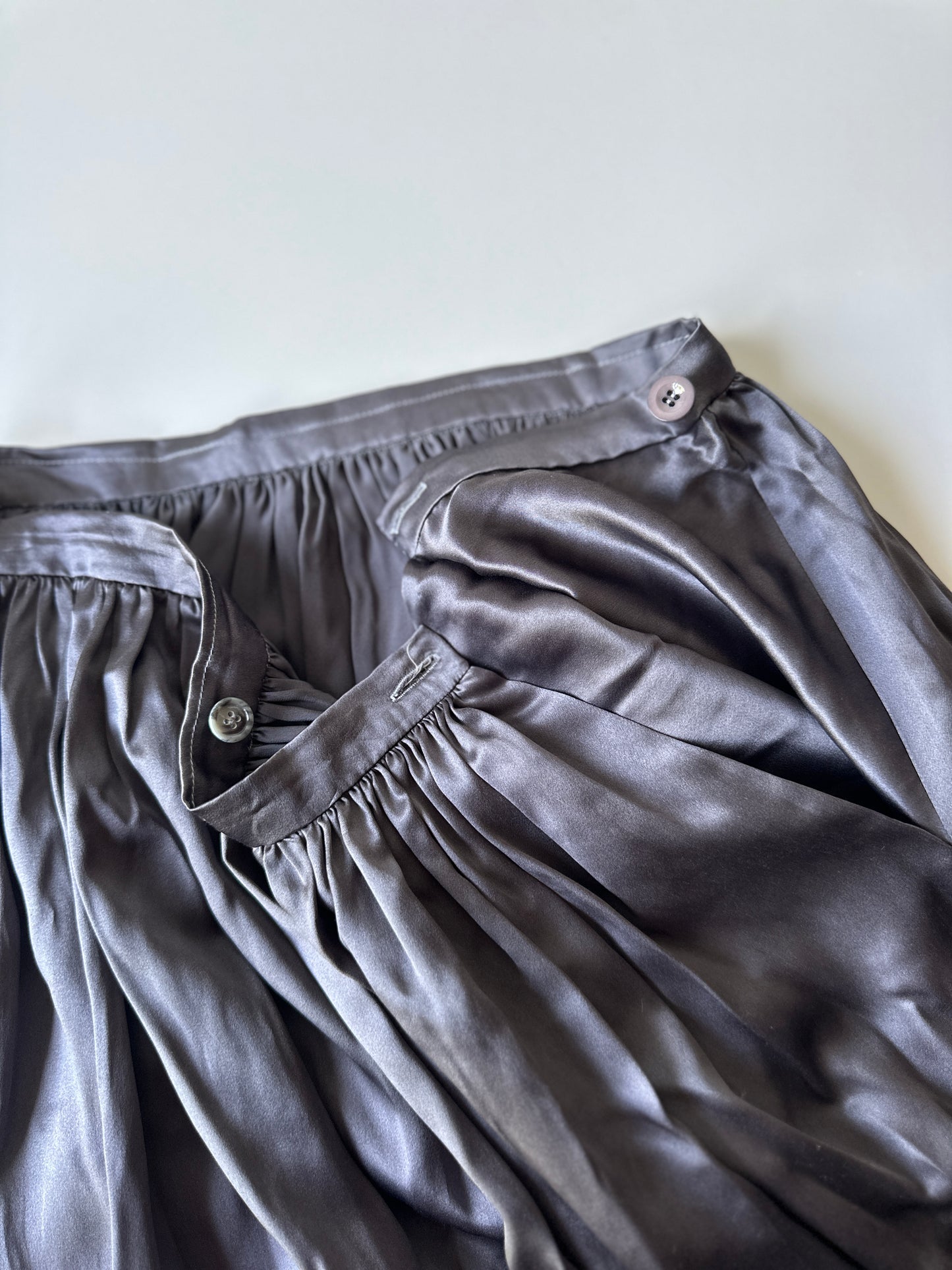 grey silk midi skirt