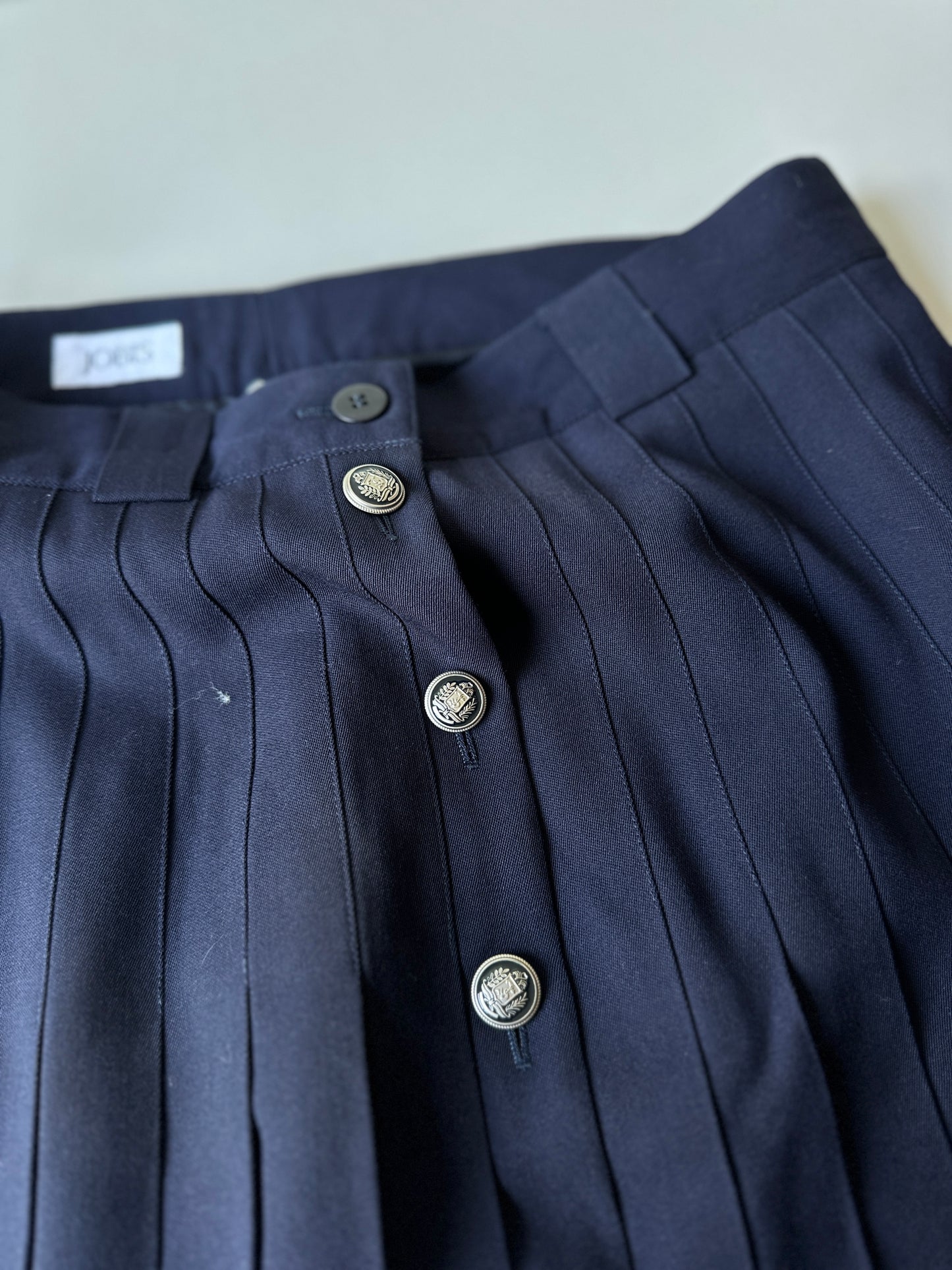 navy pleated midi skirt