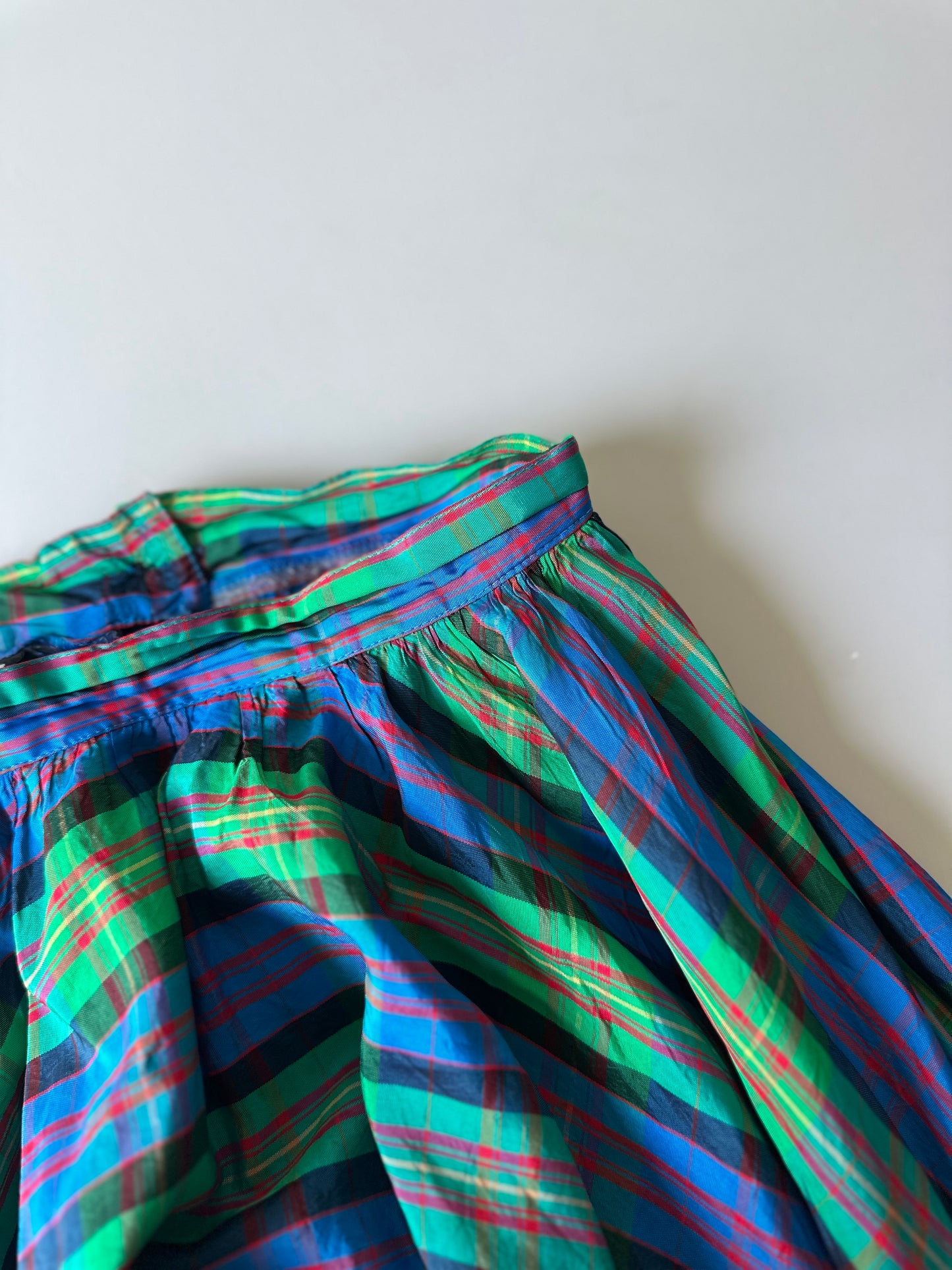 multicoloured shimmery gingham long skirt