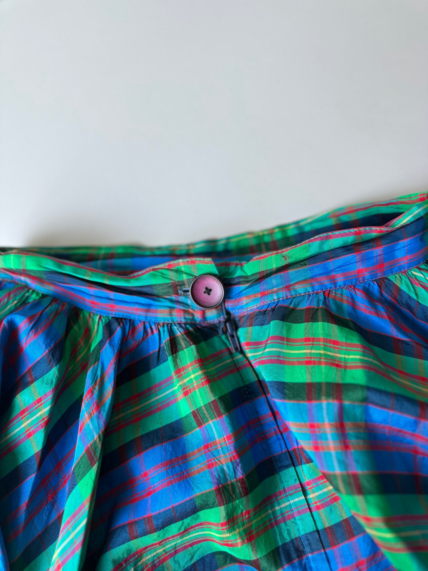 multicoloured shimmery gingham long skirt