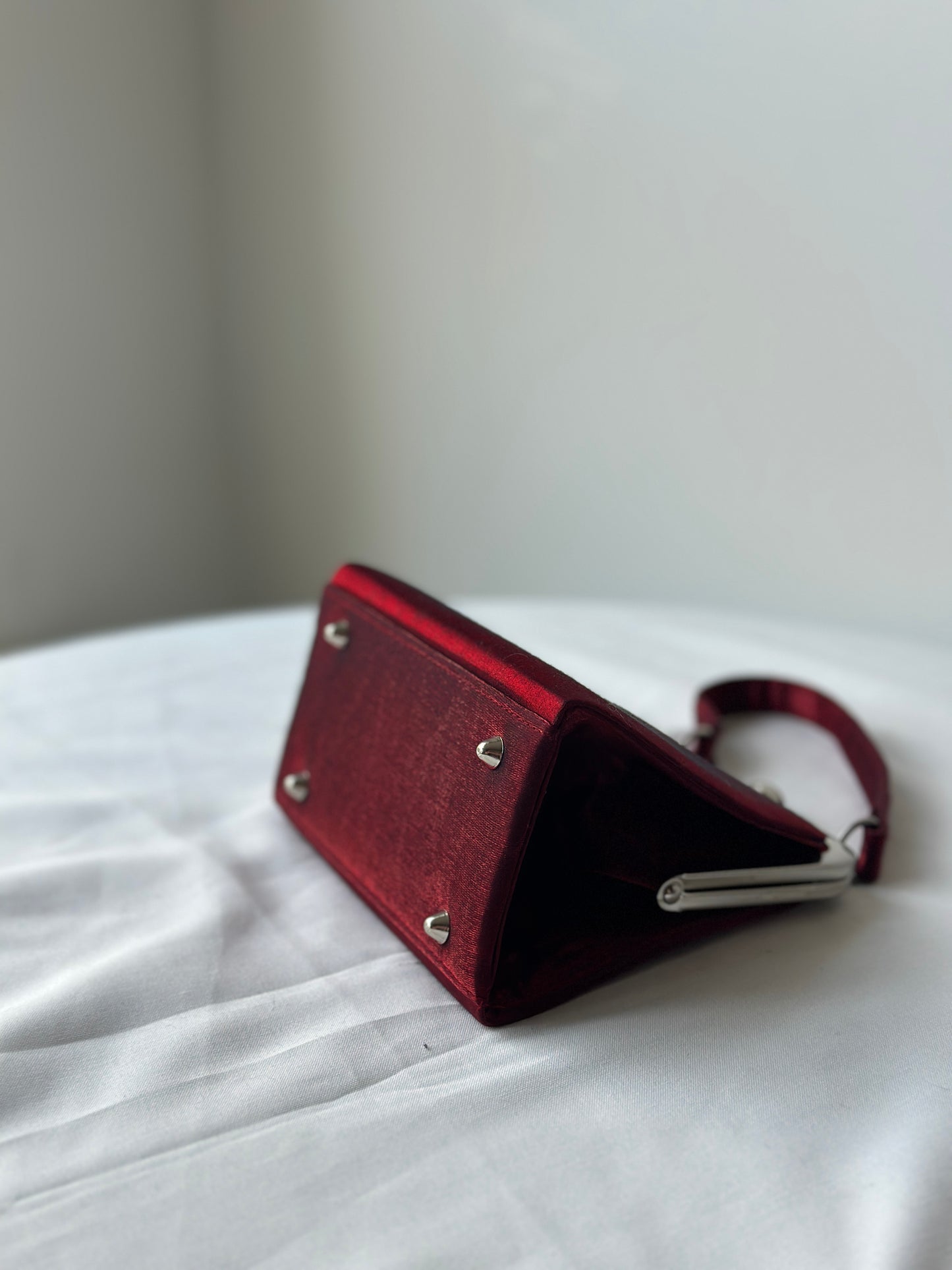 deep red satin purse/clutch
