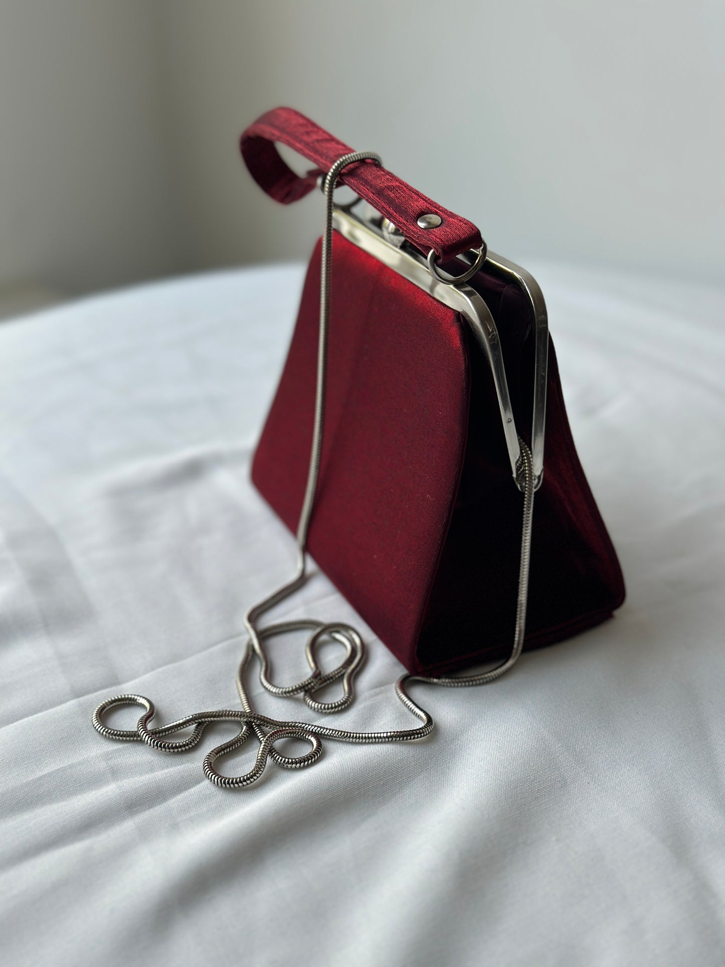 deep red satin purse/clutch
