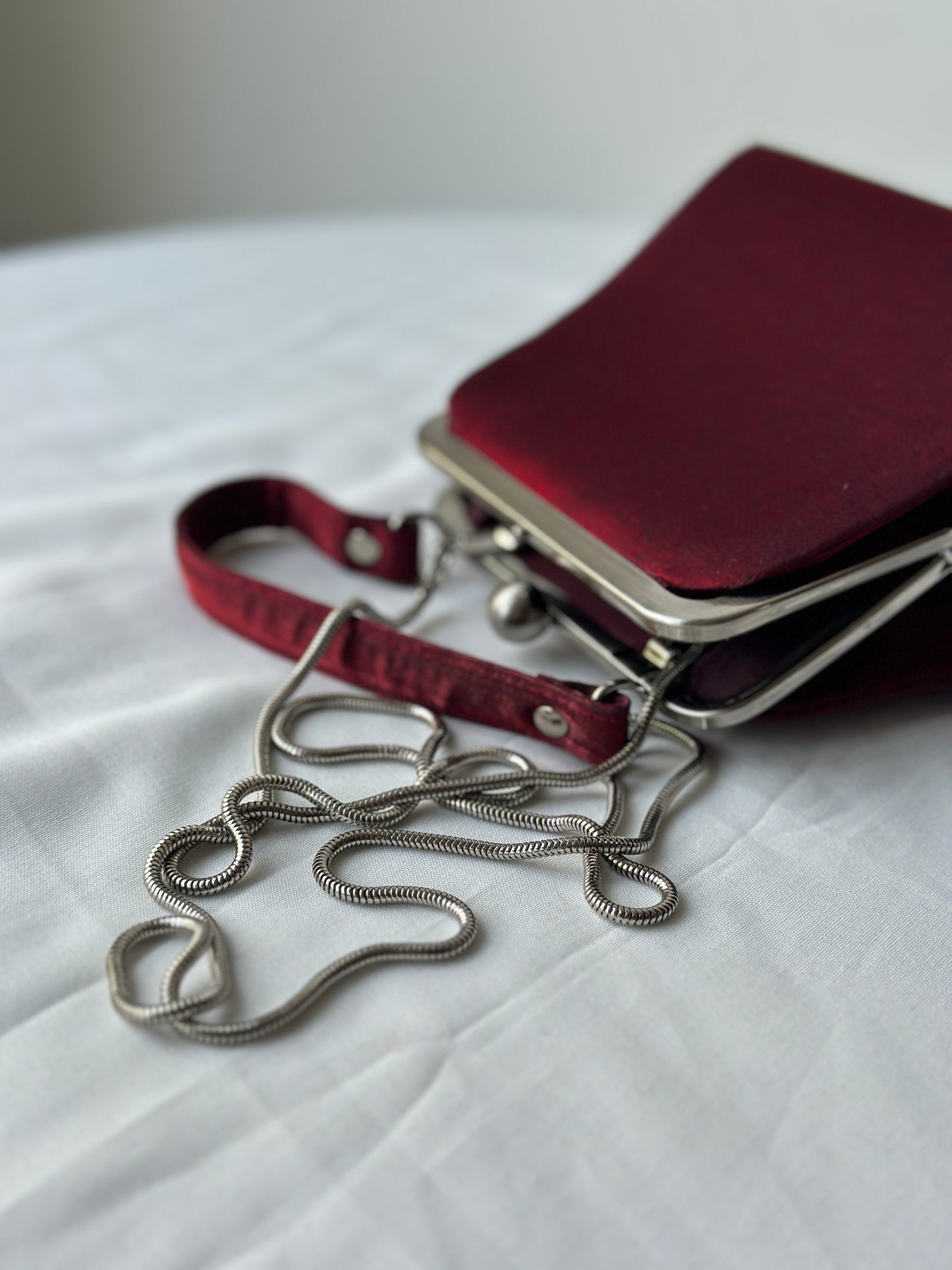deep red satin purse/clutch