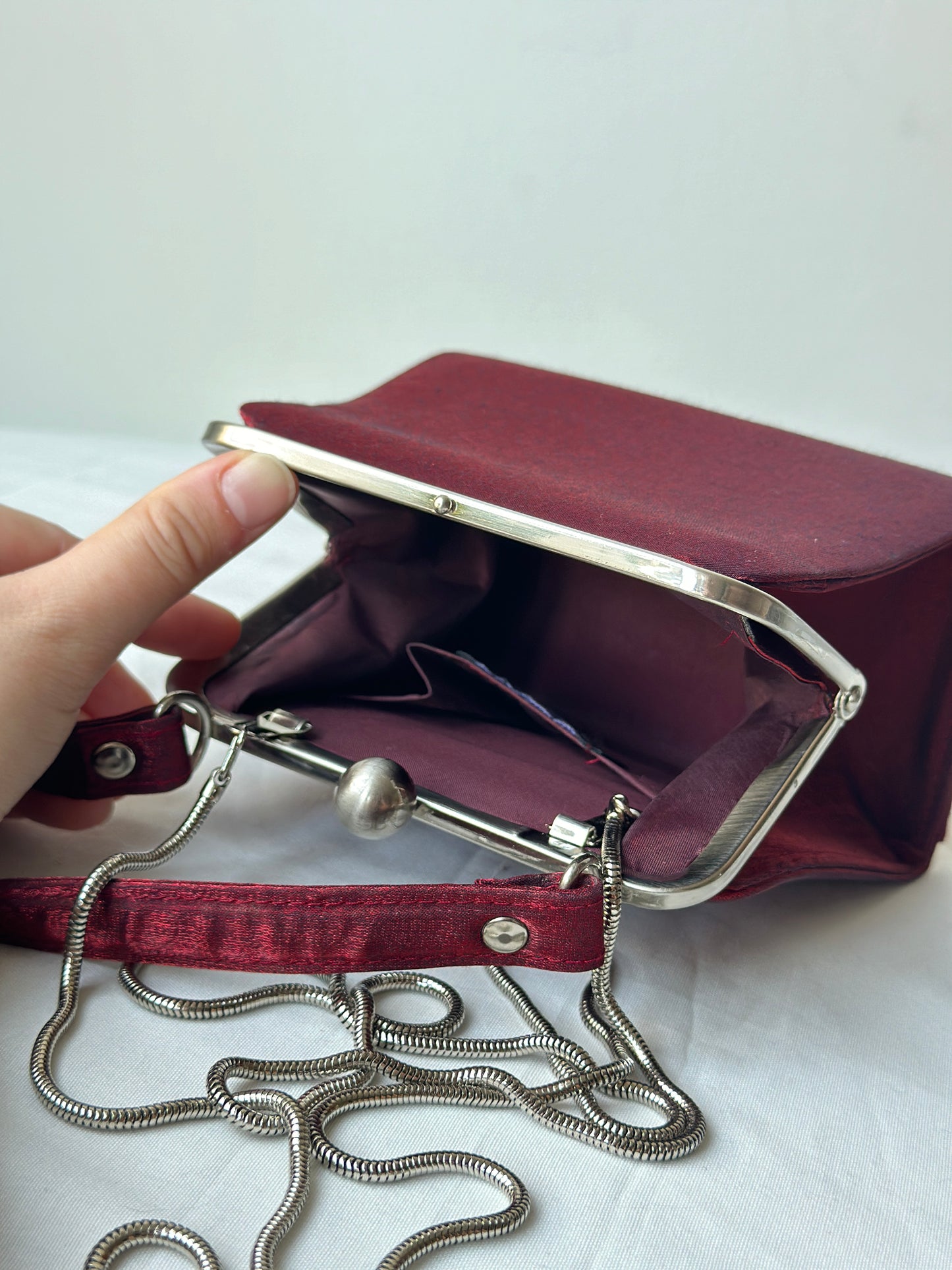 deep red satin purse/clutch