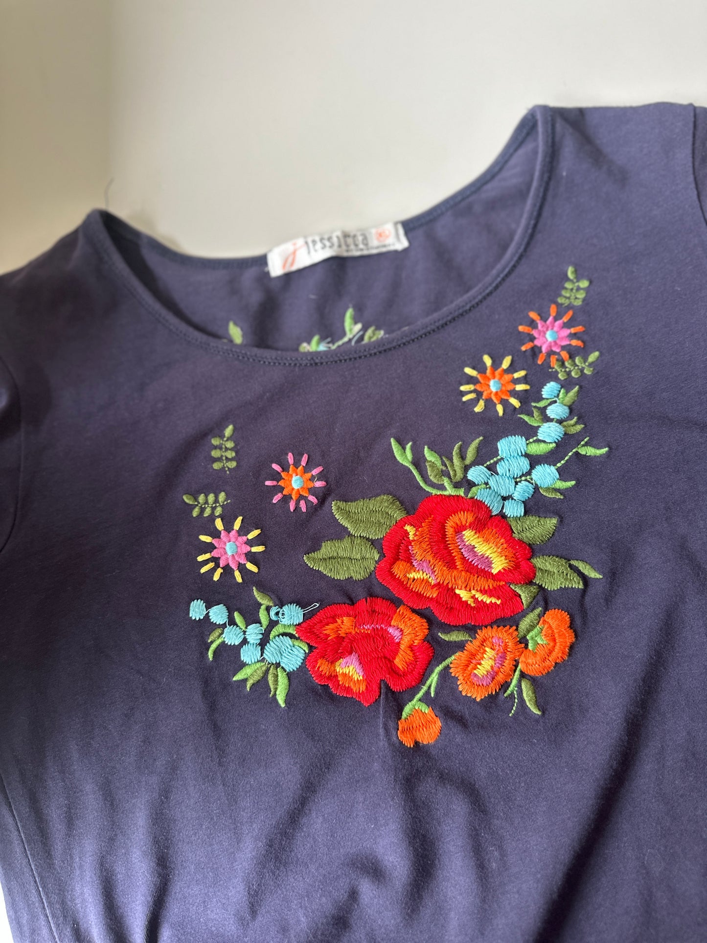 floral embroidered baby tee