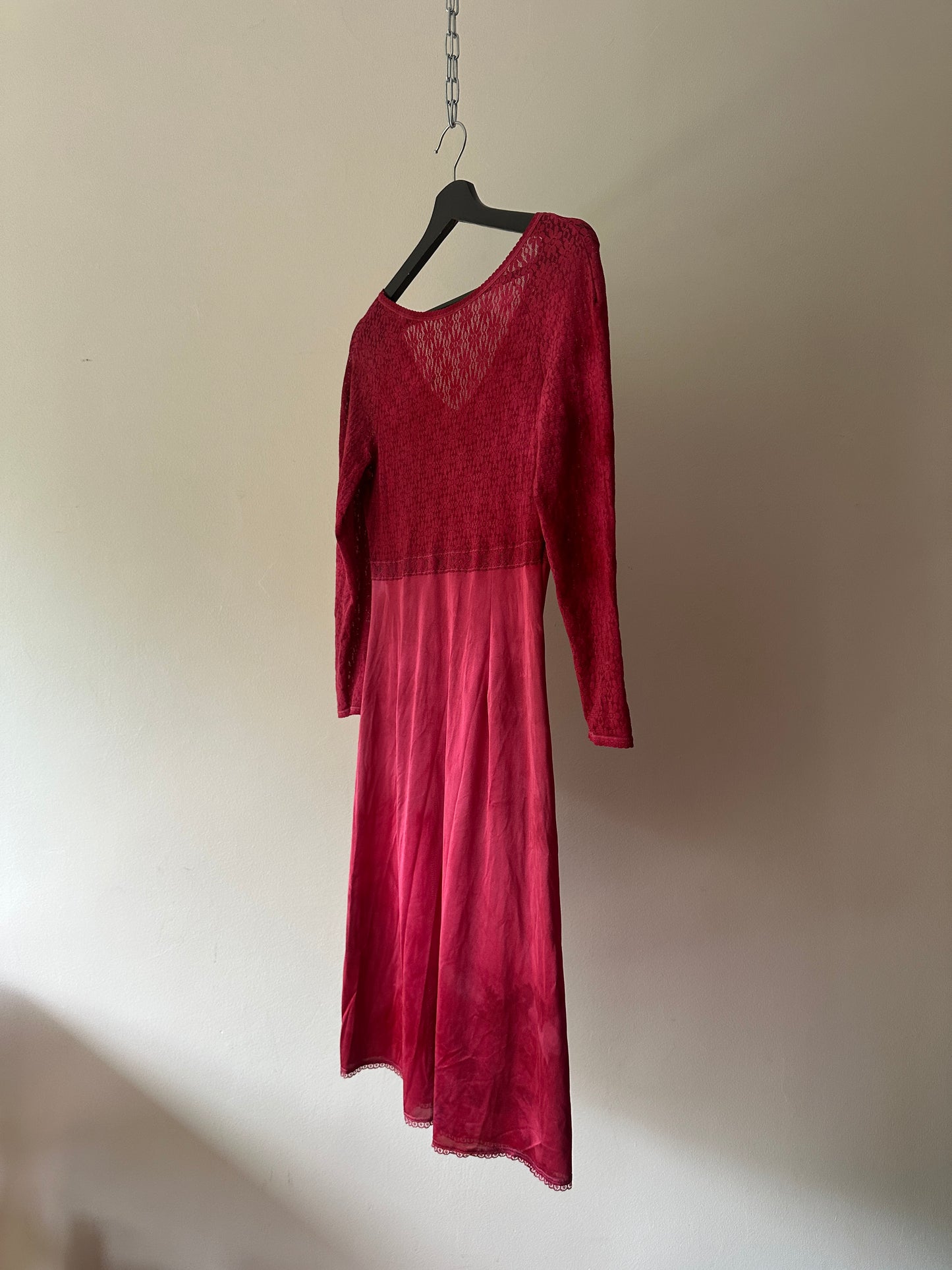 dyed red vintage long sleeve slip