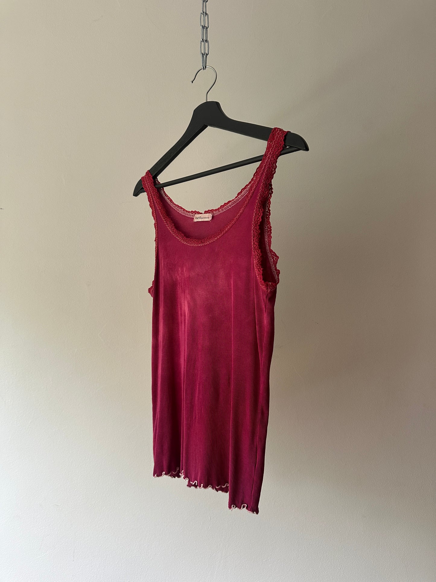 dyed red lace singlet