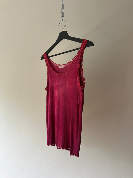 dyed red lace singlet