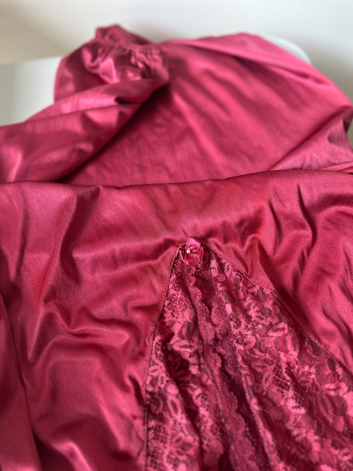 dyed red midi slip skirt