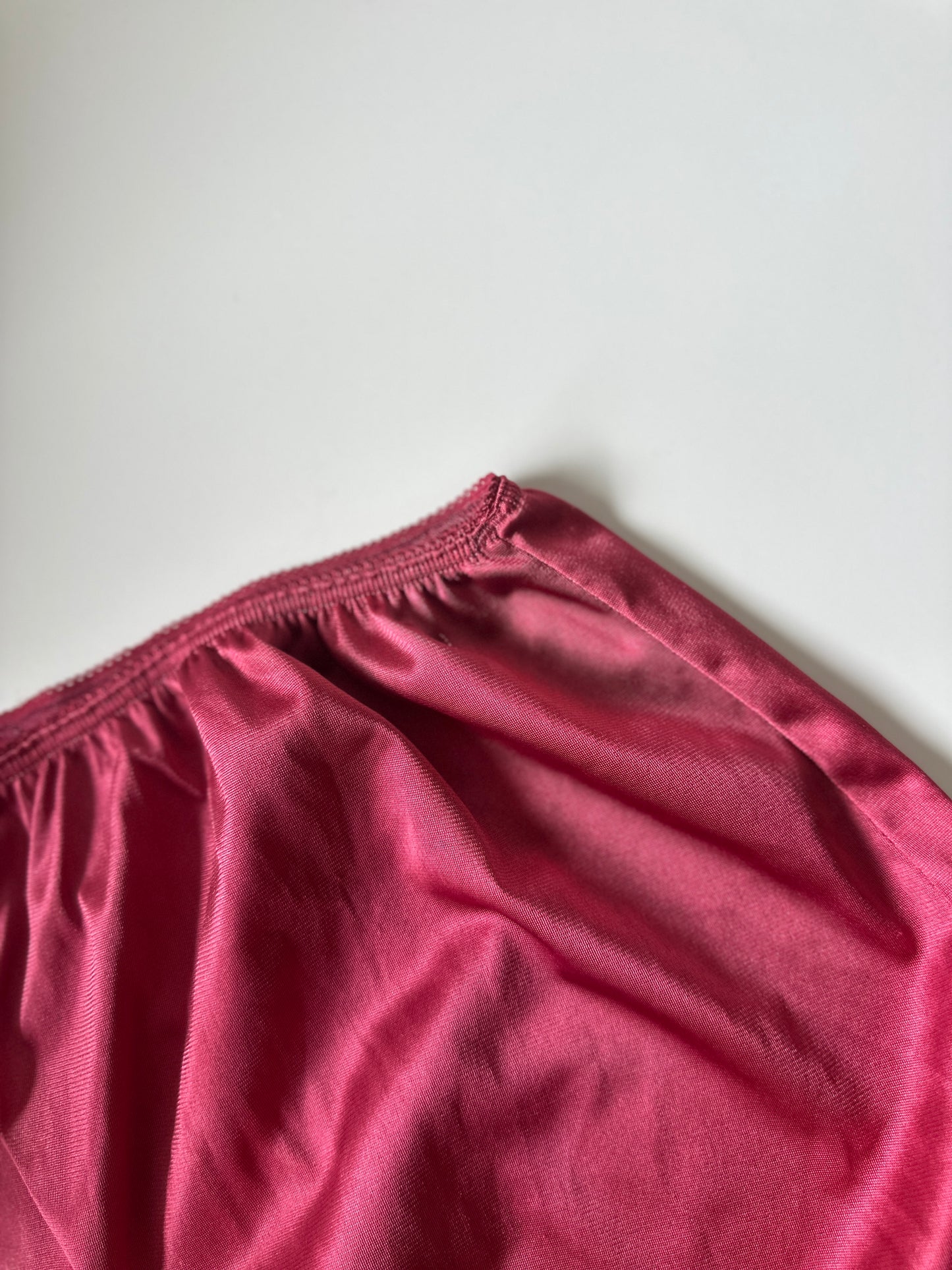 dyed red midi slip skirt
