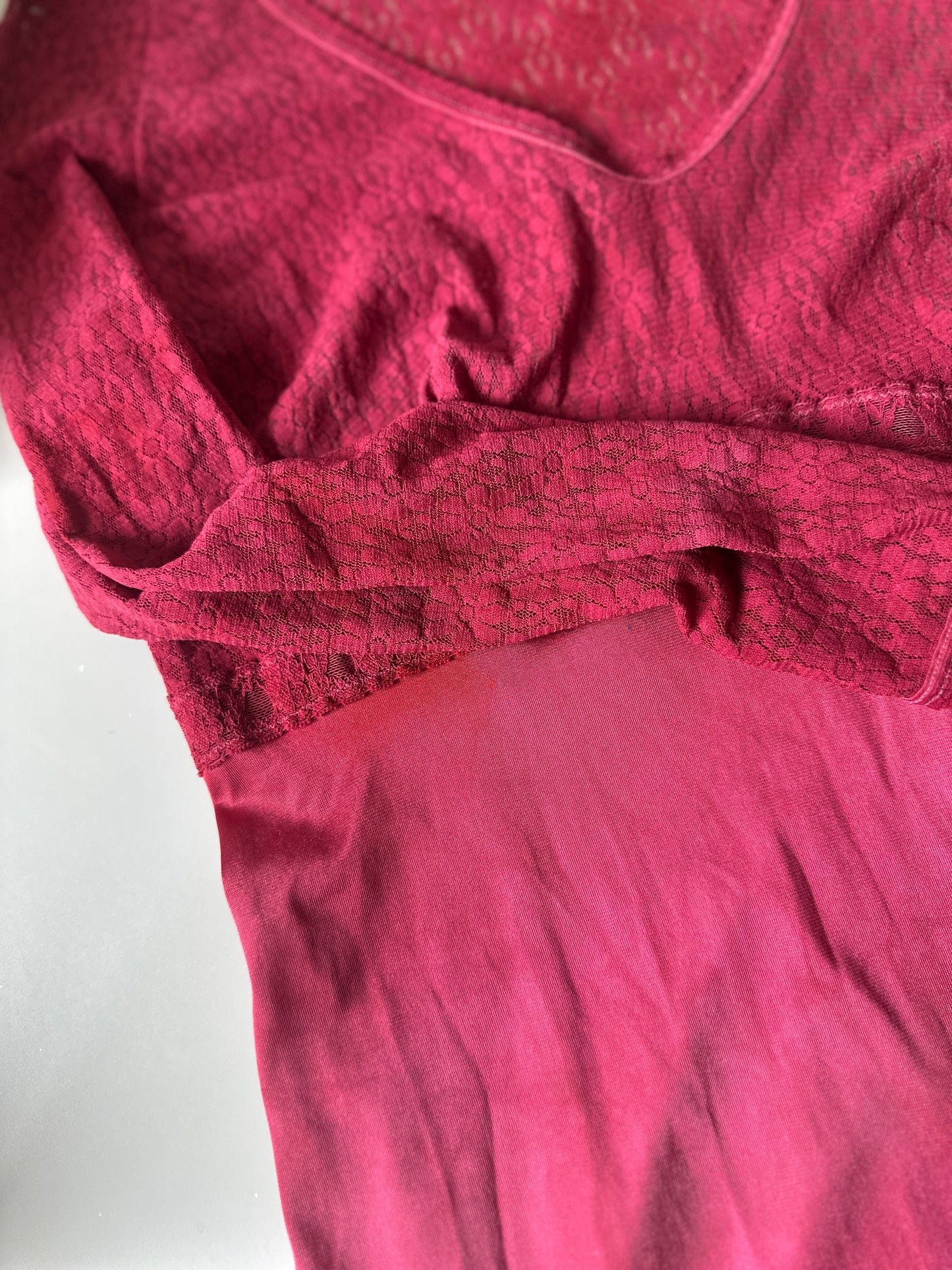 dyed red vintage long sleeve slip