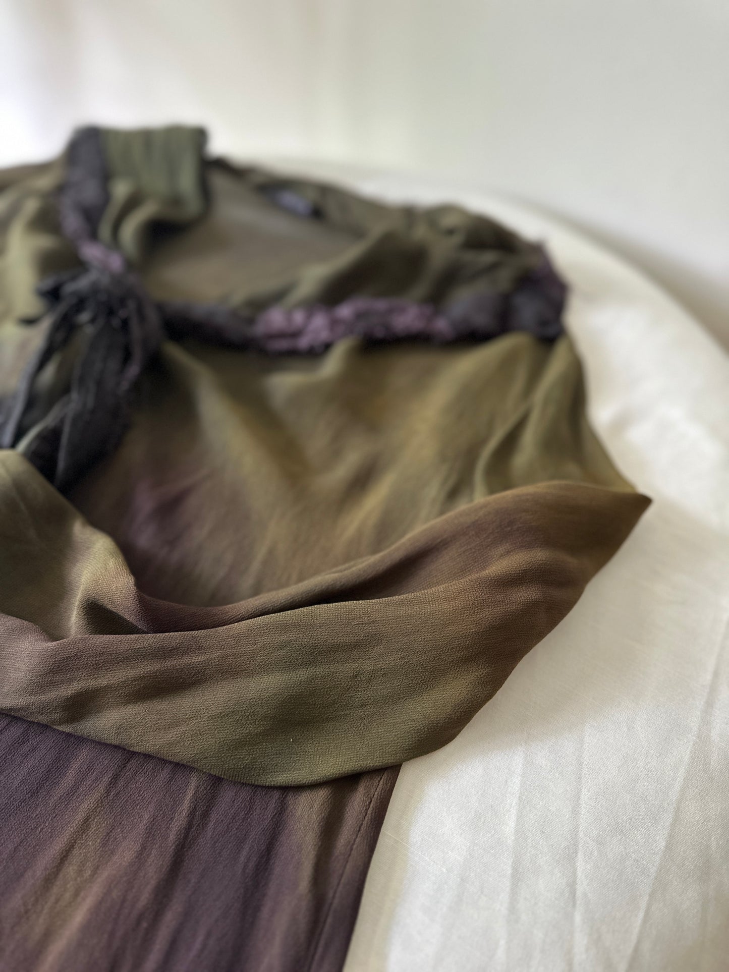 sheer green tye-died blouse
