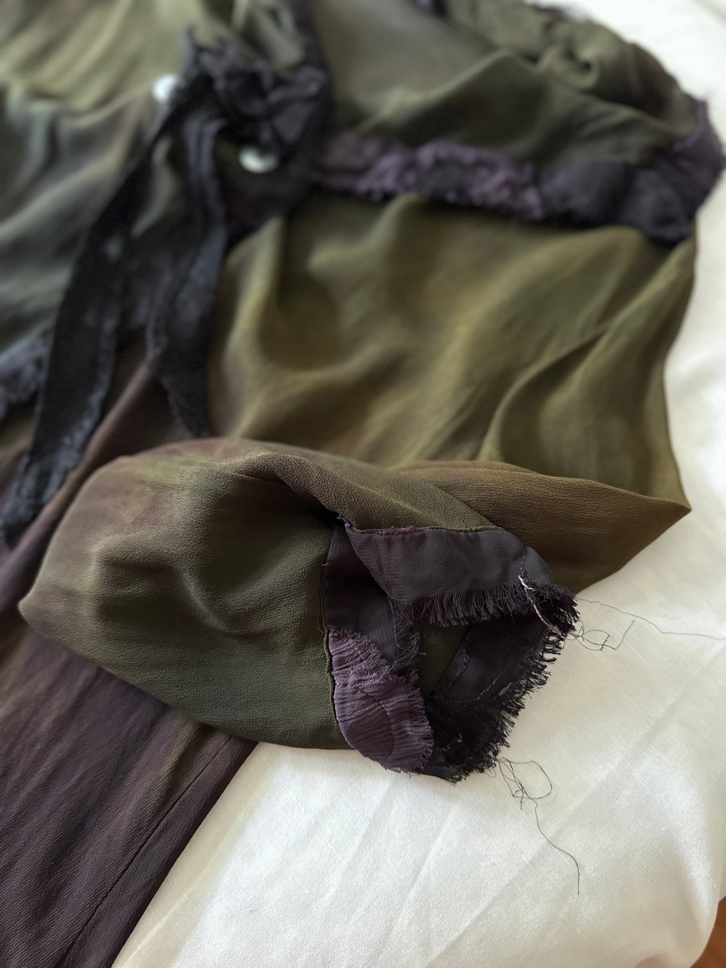 sheer green tye-died blouse
