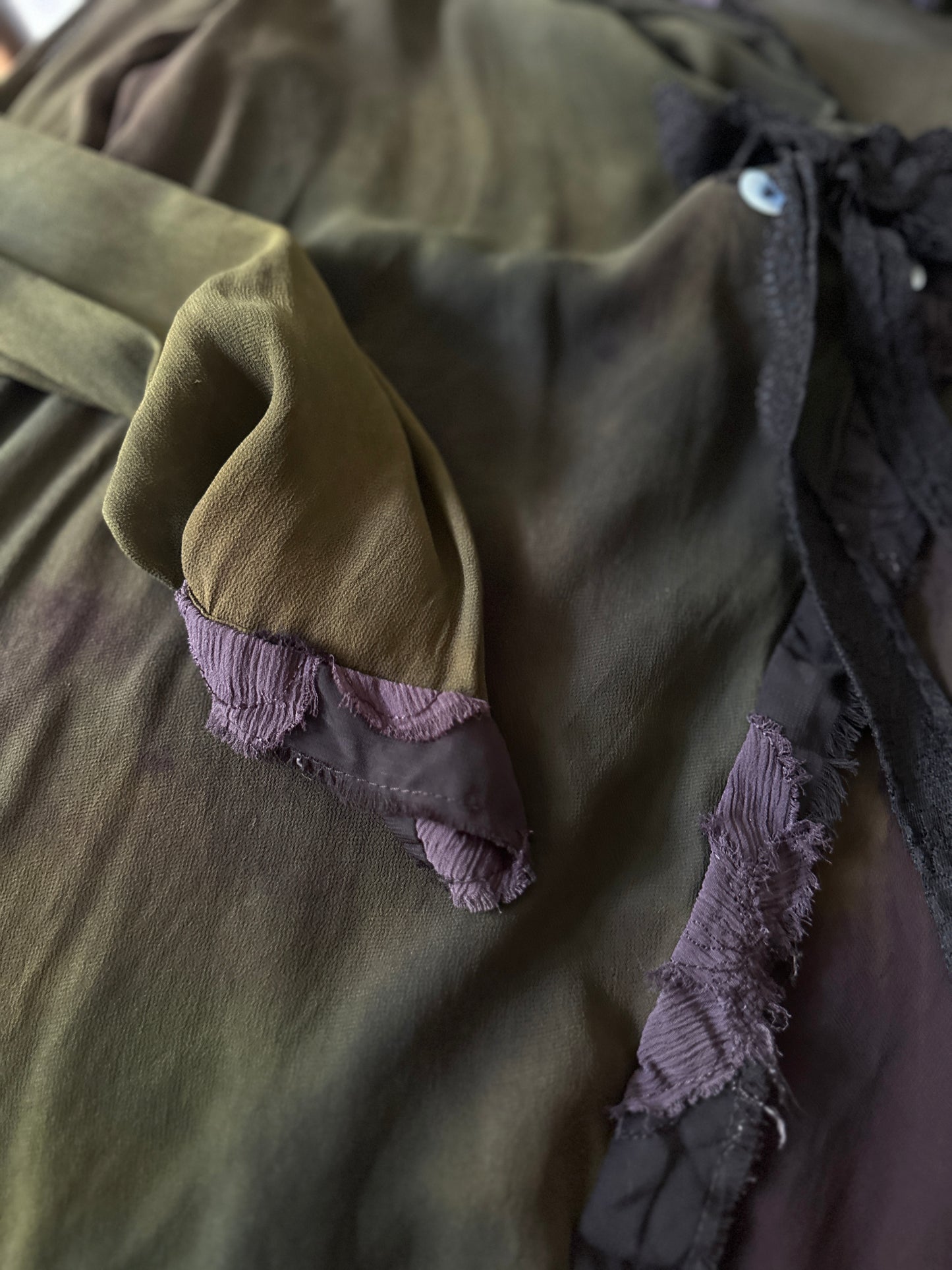sheer green tye-died blouse