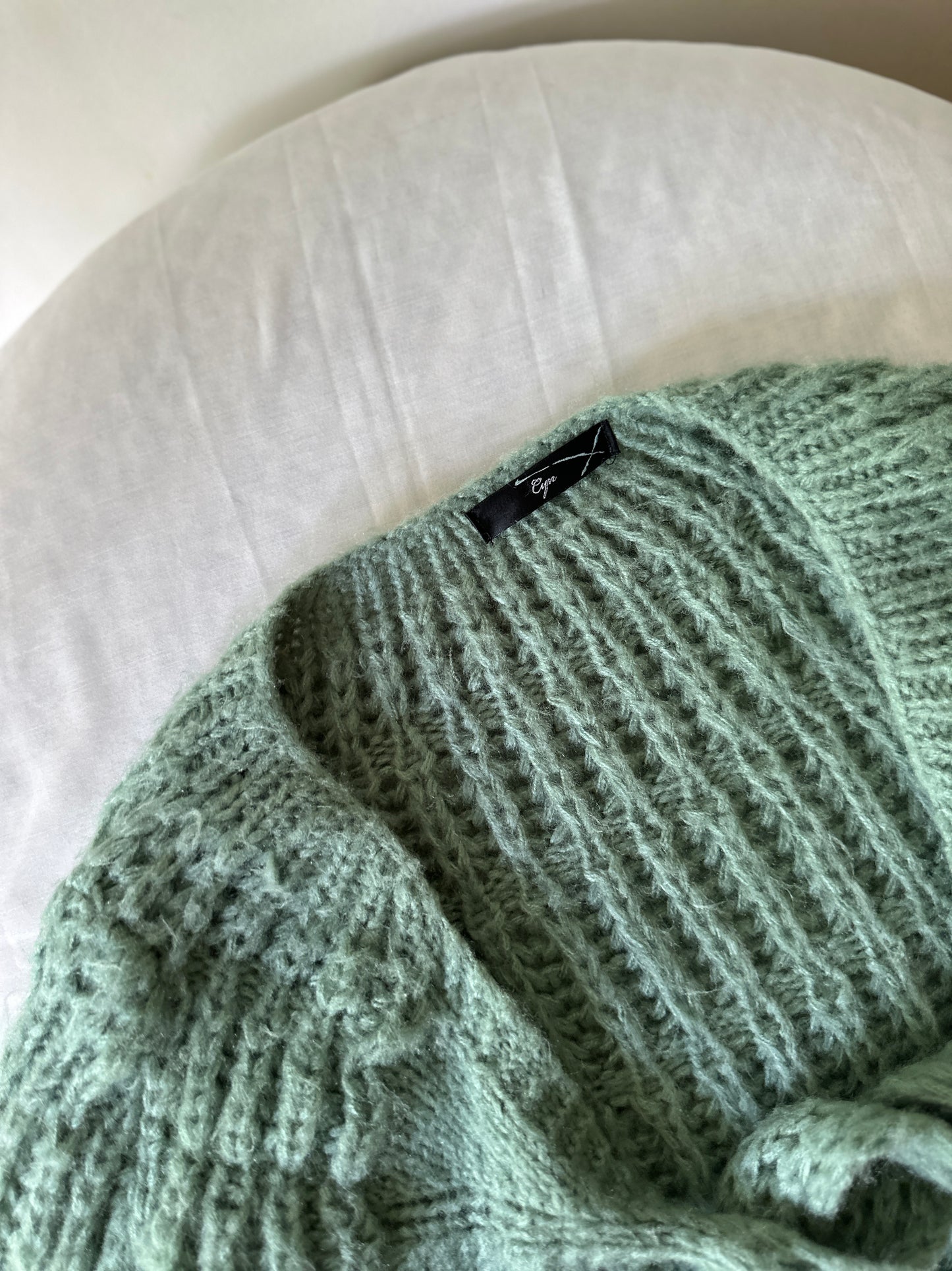 soft mint green cropped cardigan