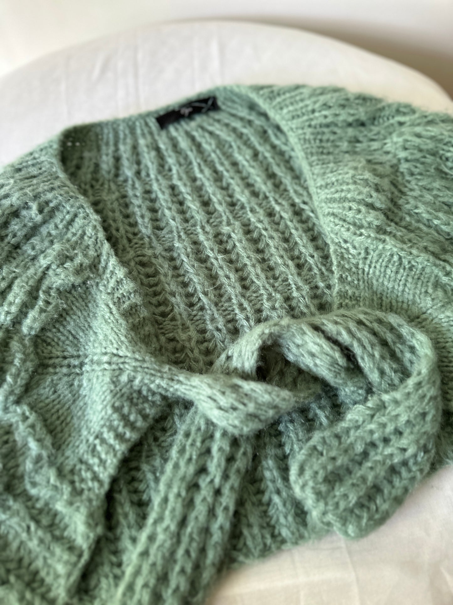 soft mint green cropped cardigan