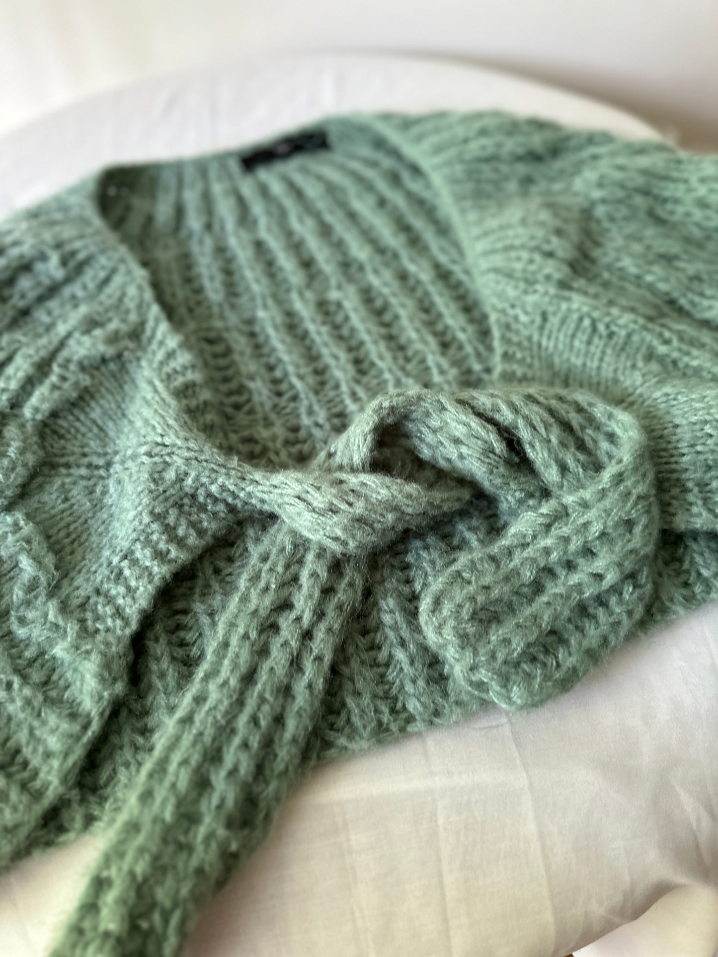 soft mint green cropped cardigan