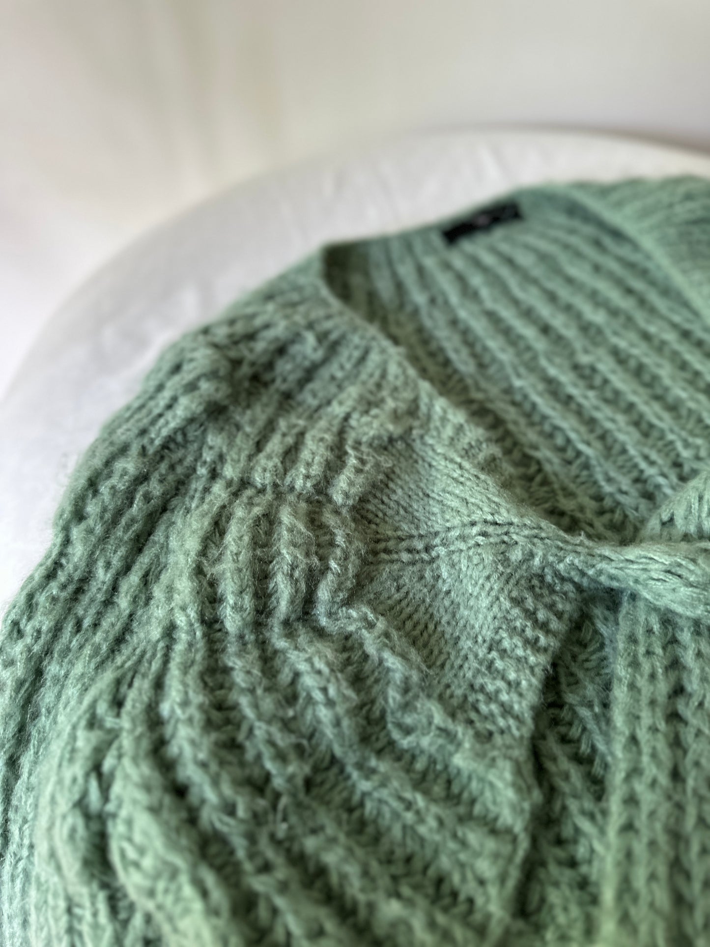 soft mint green cropped cardigan