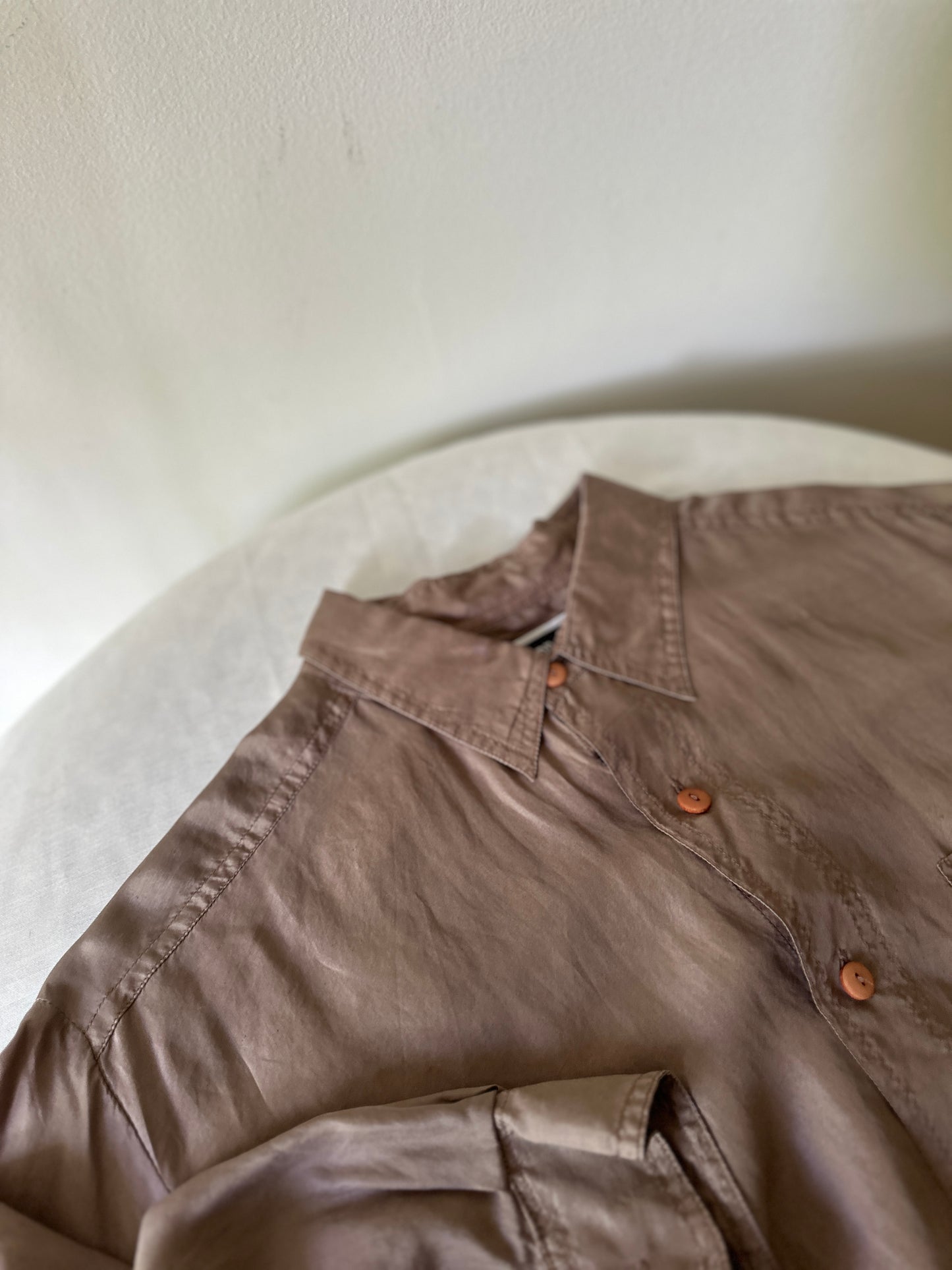 brown silk dress shirt