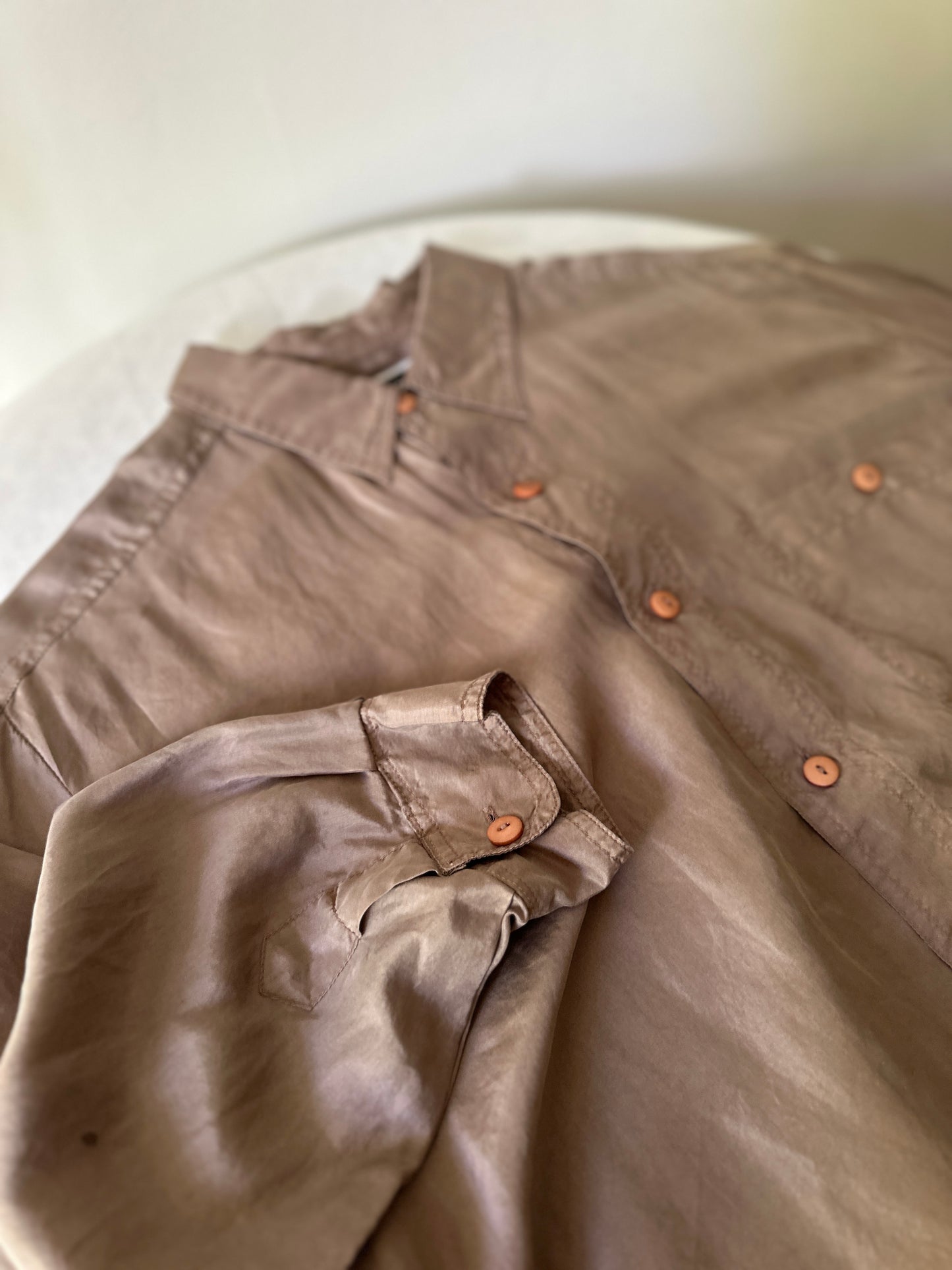 brown silk dress shirt