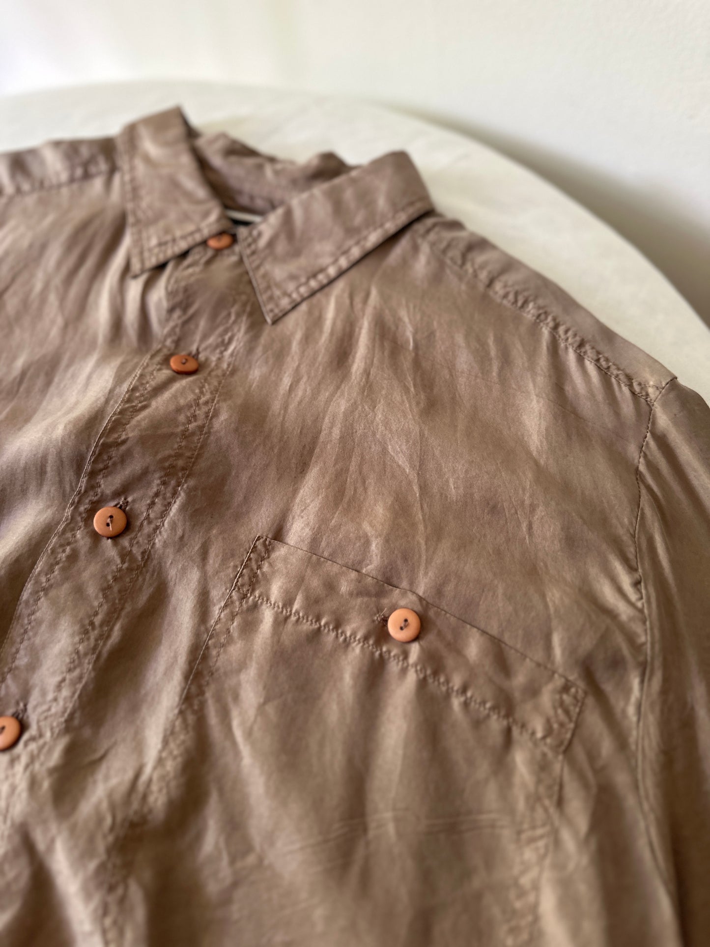 brown silk dress shirt