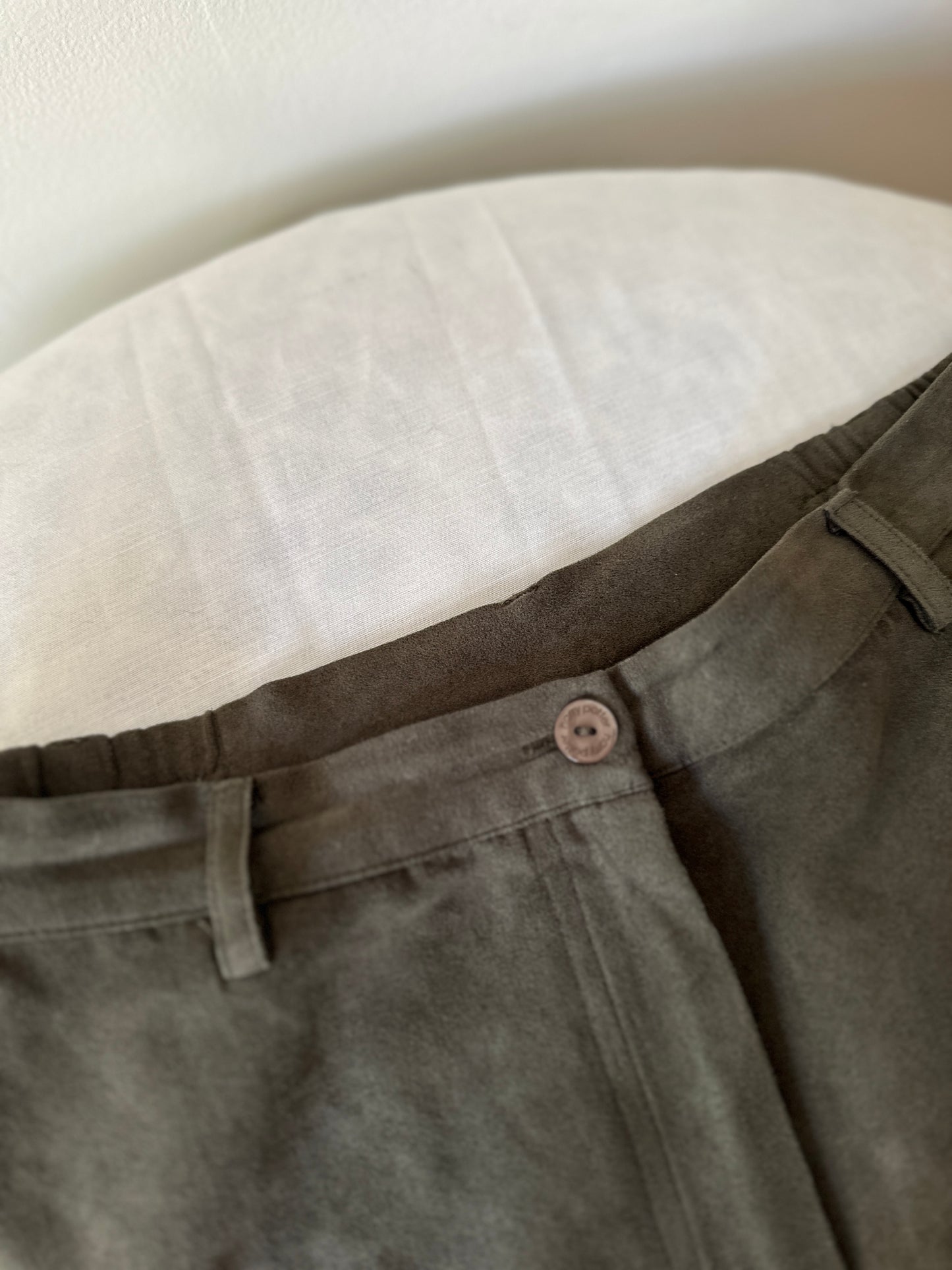 khaki suede high waist pants