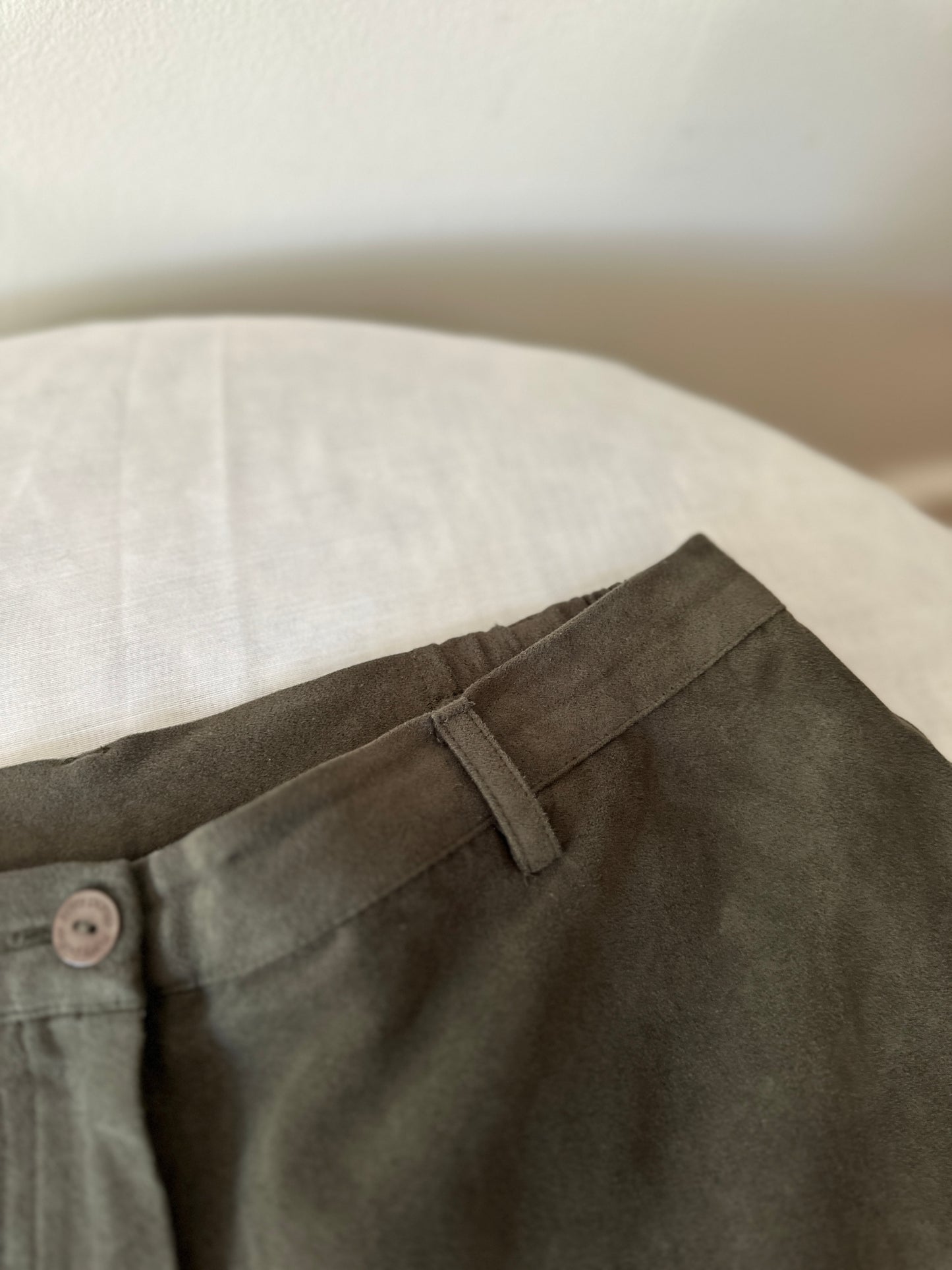 khaki suede high waist pants