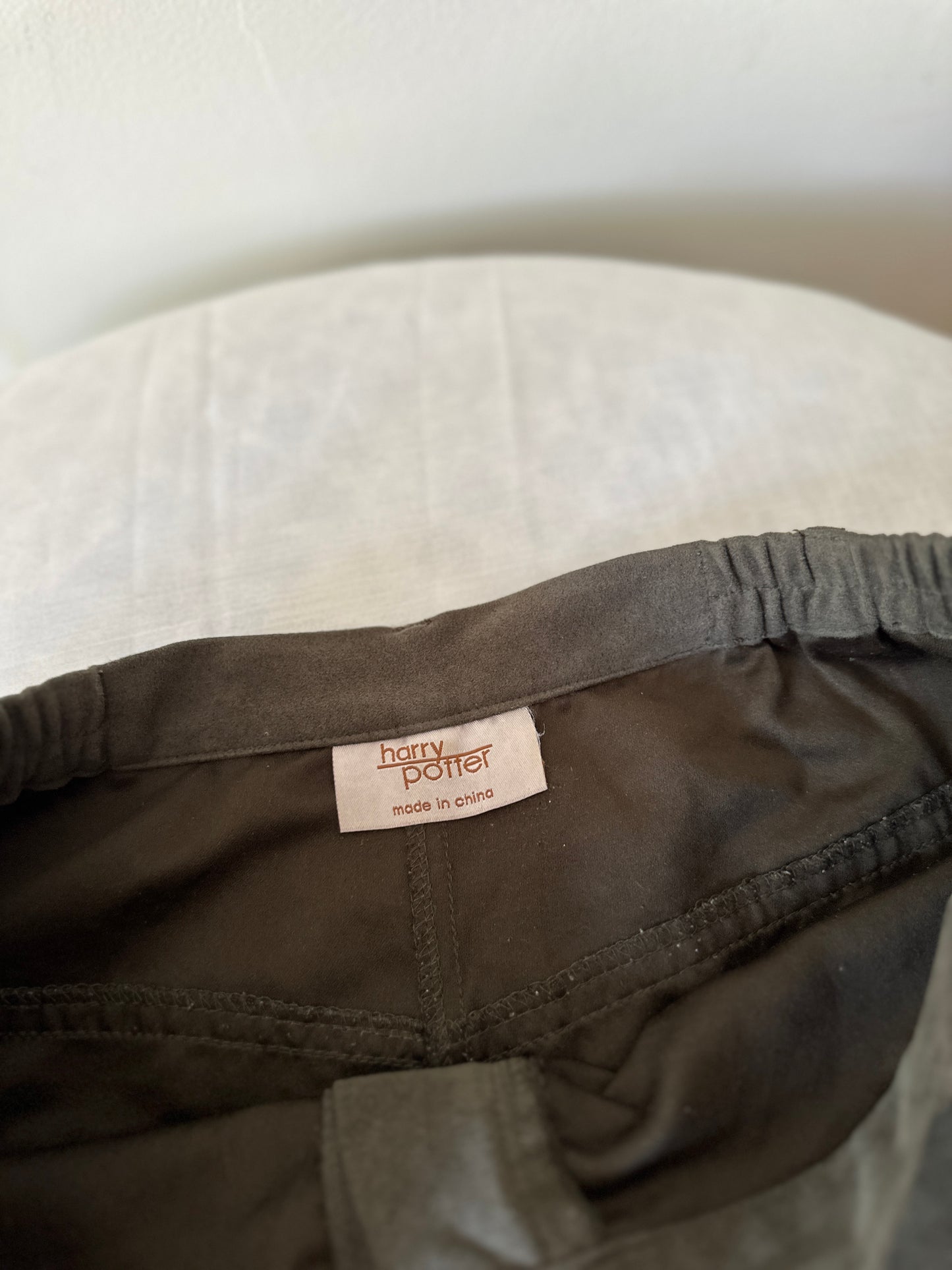 khaki suede high waist pants