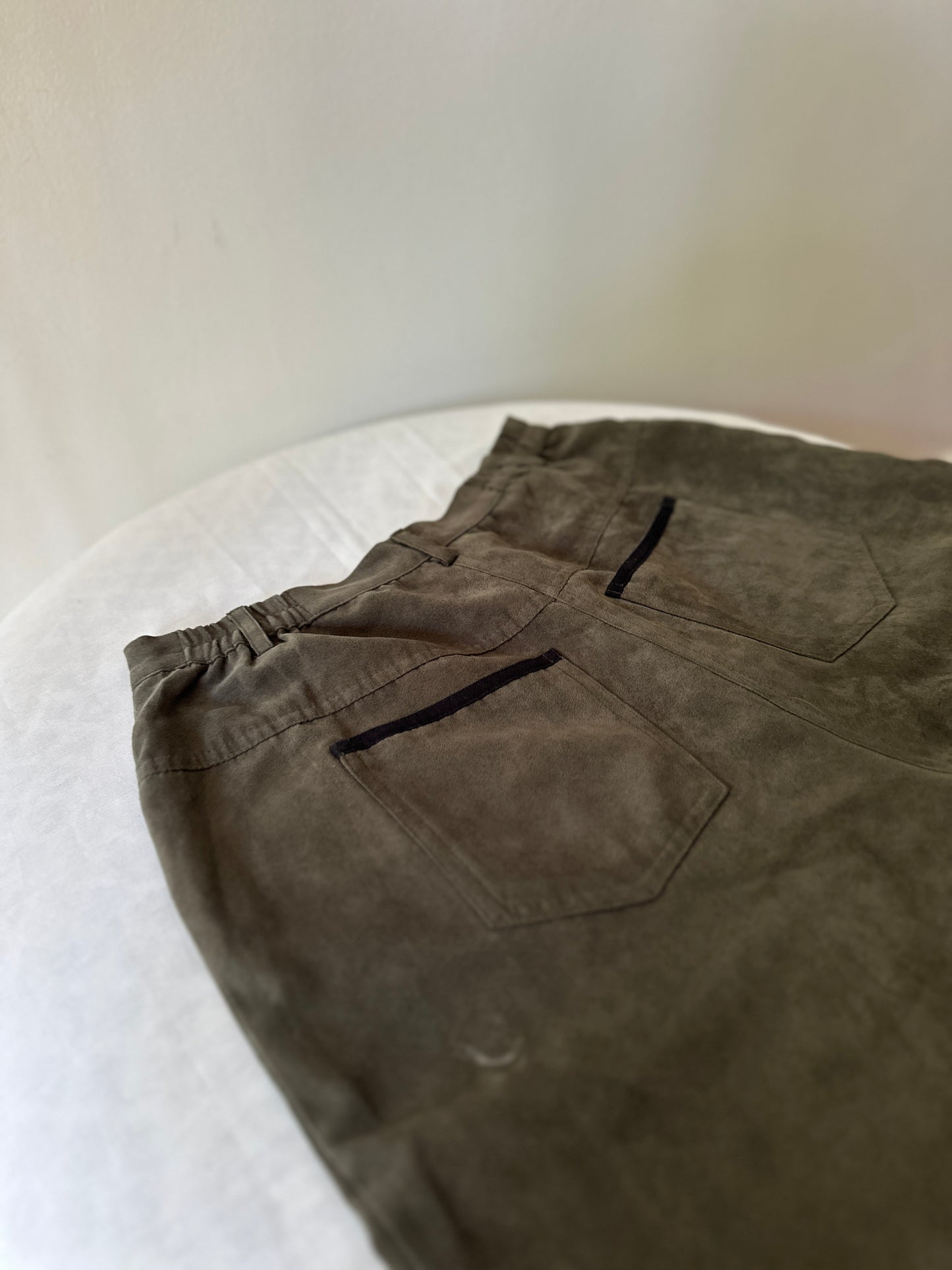 khaki suede high waist pants