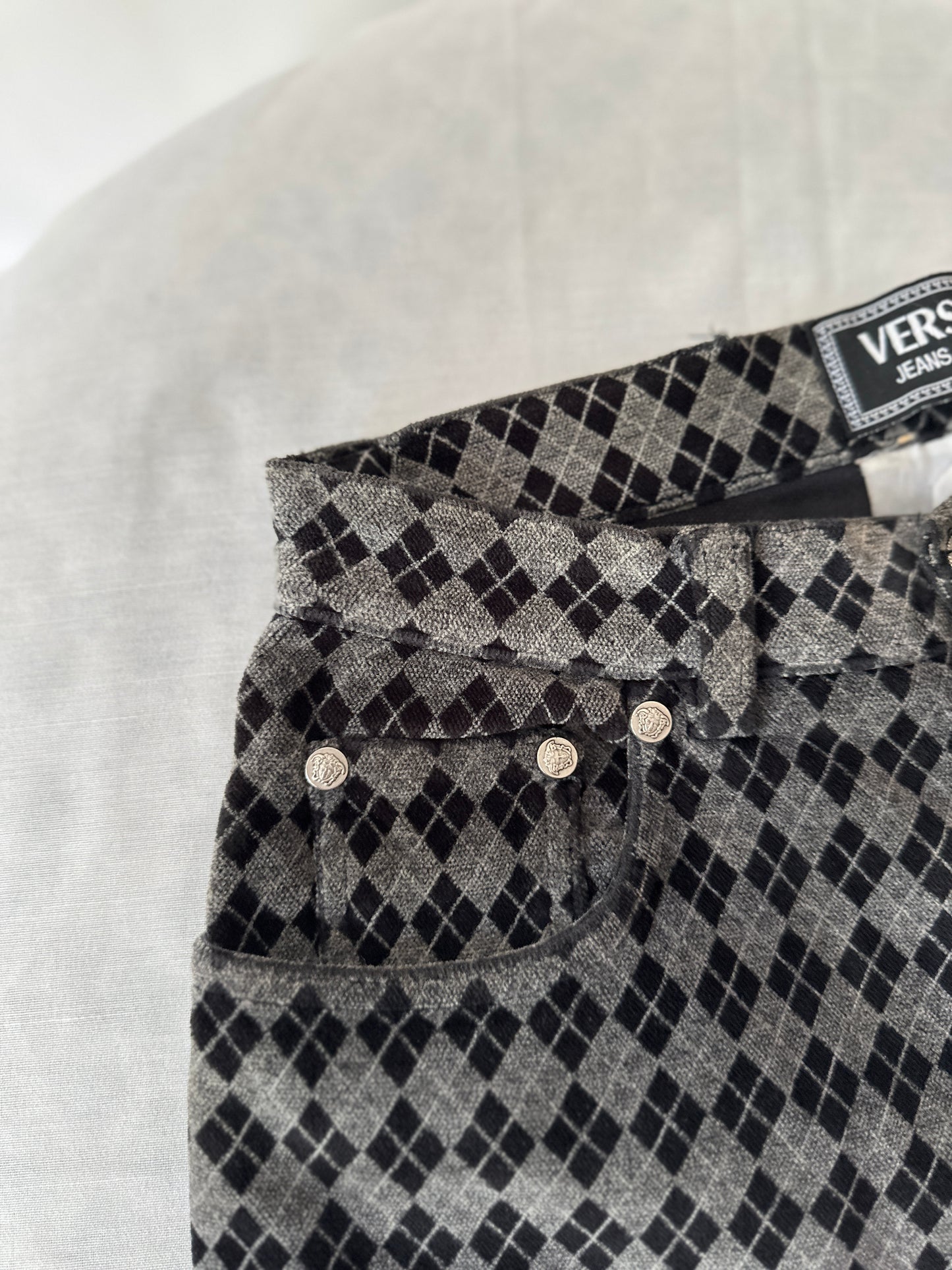 Versace diamond pattern velvet pants