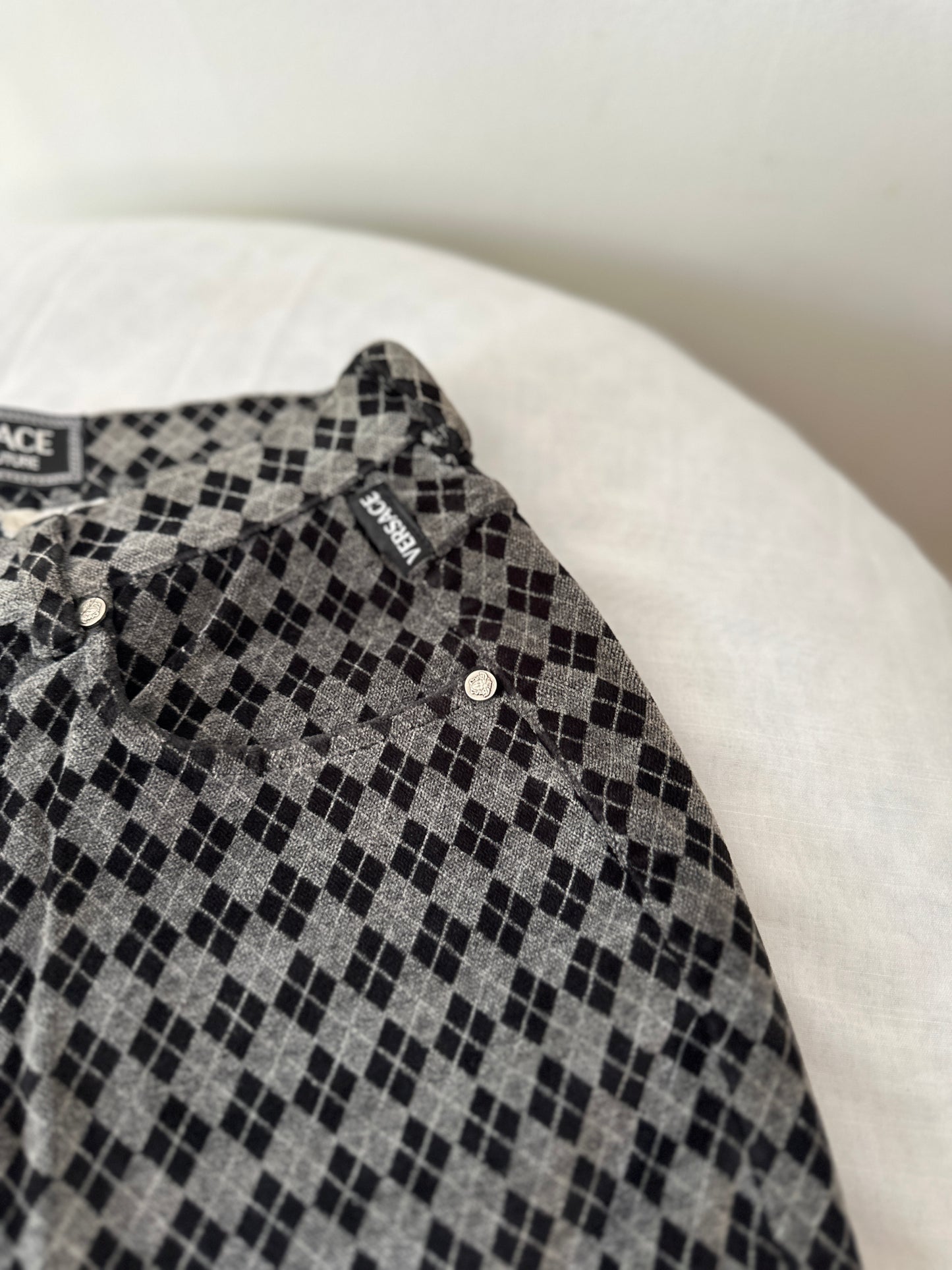 Versace diamond pattern velvet pants