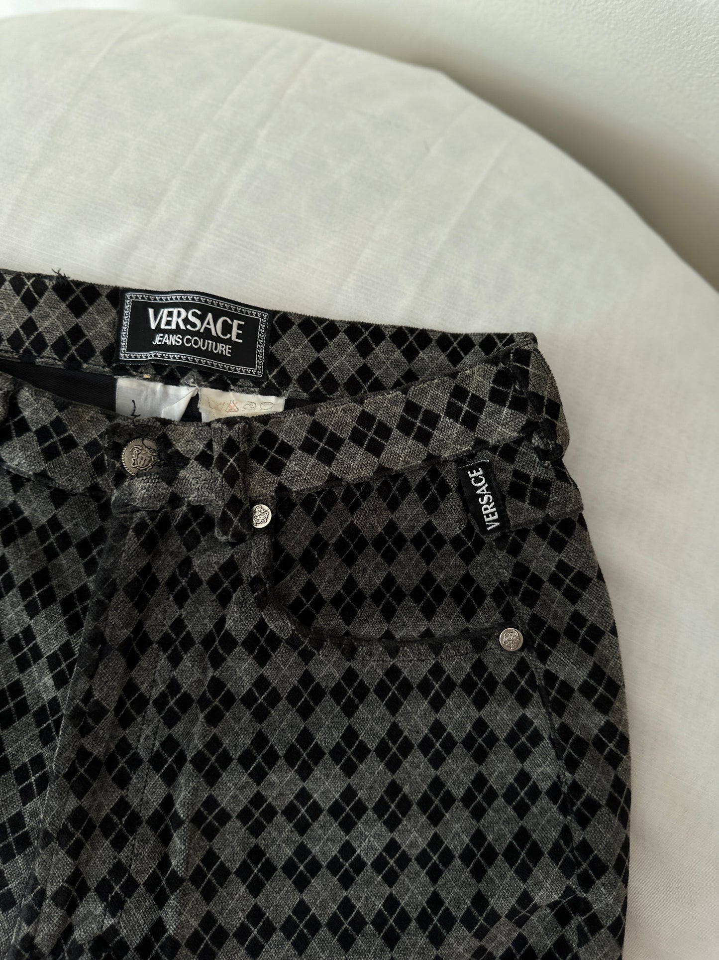 Versace diamond pattern velvet pants