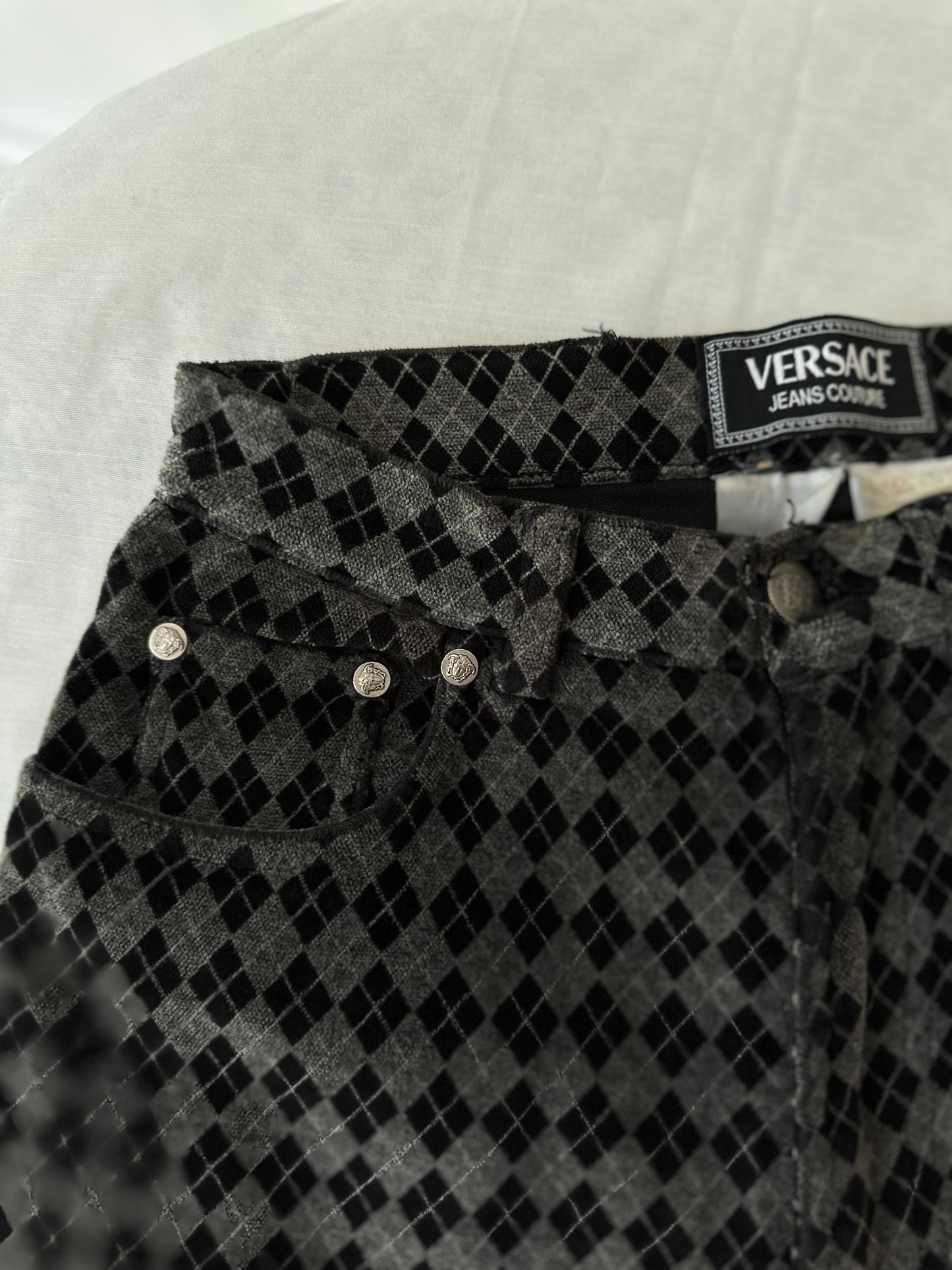 Versace diamond pattern velvet pants