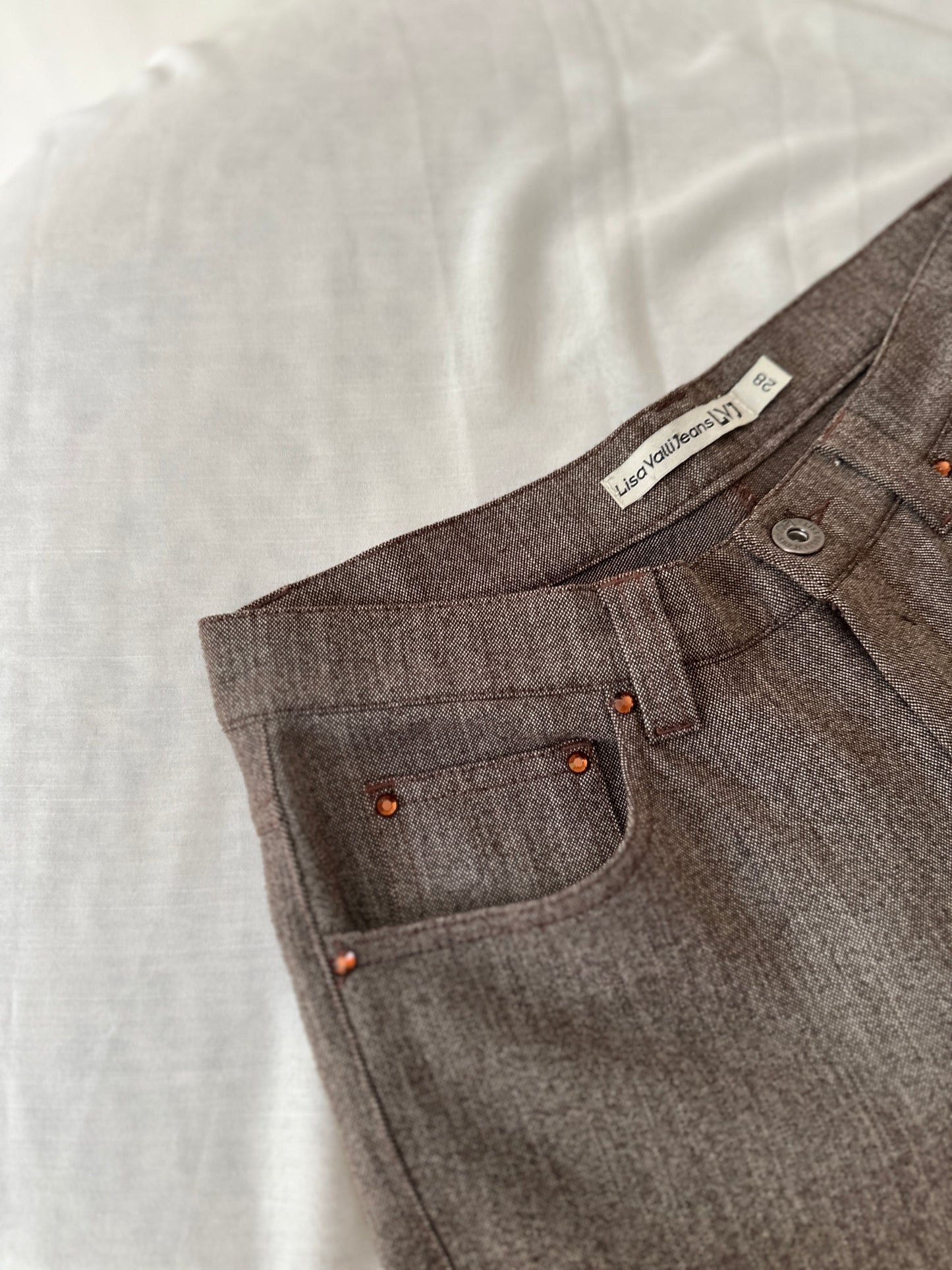 brown straight legged trousers