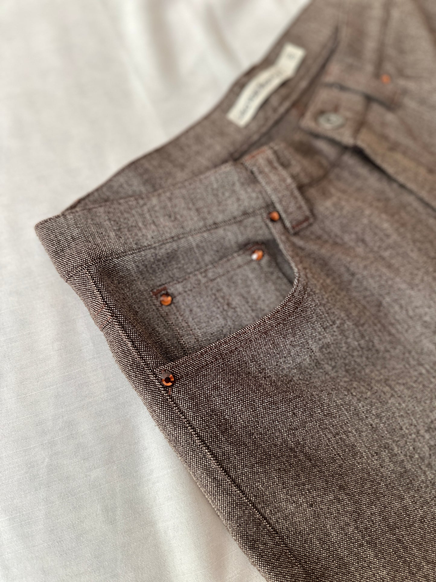brown straight legged trousers