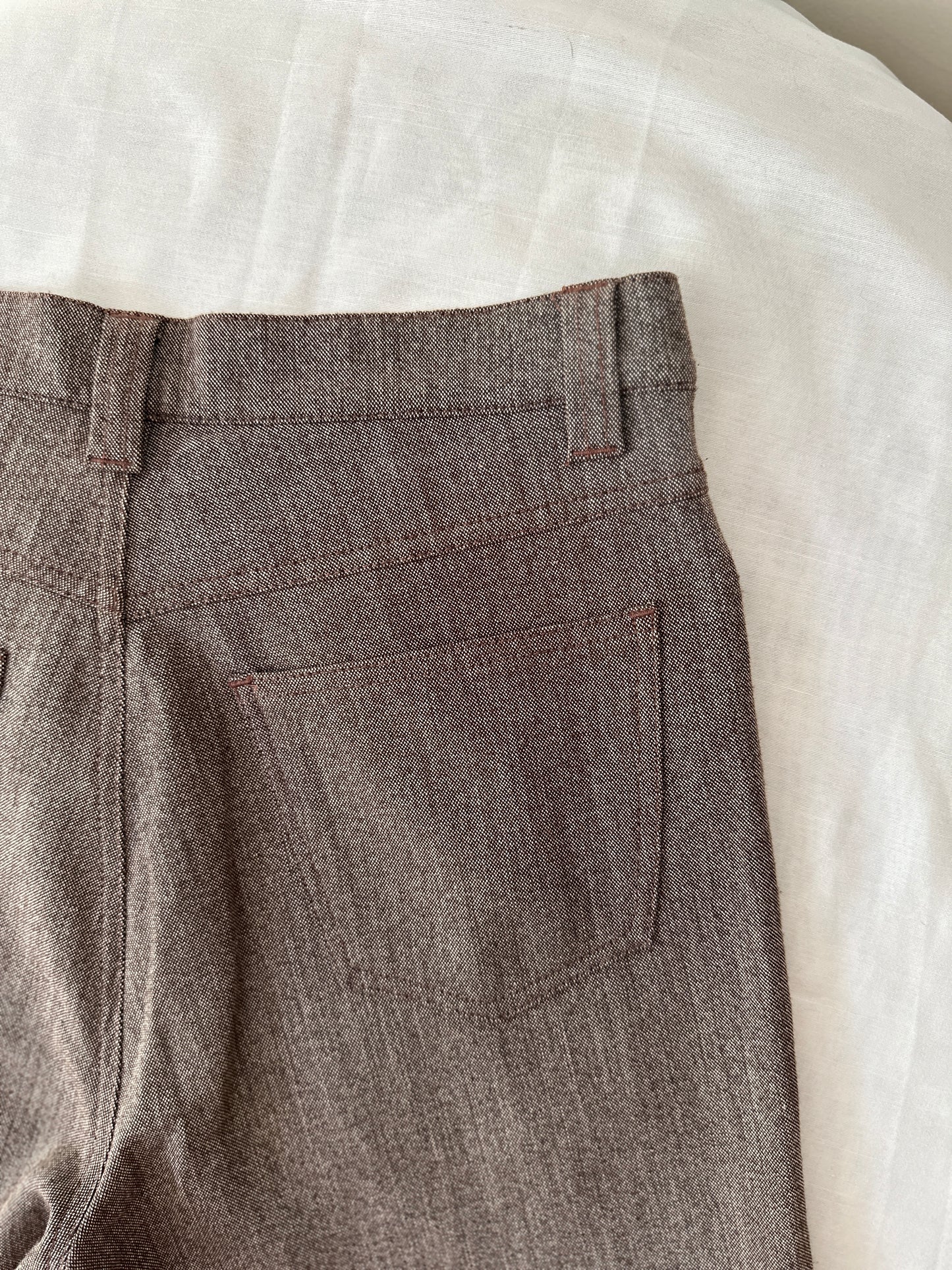 brown straight legged trousers