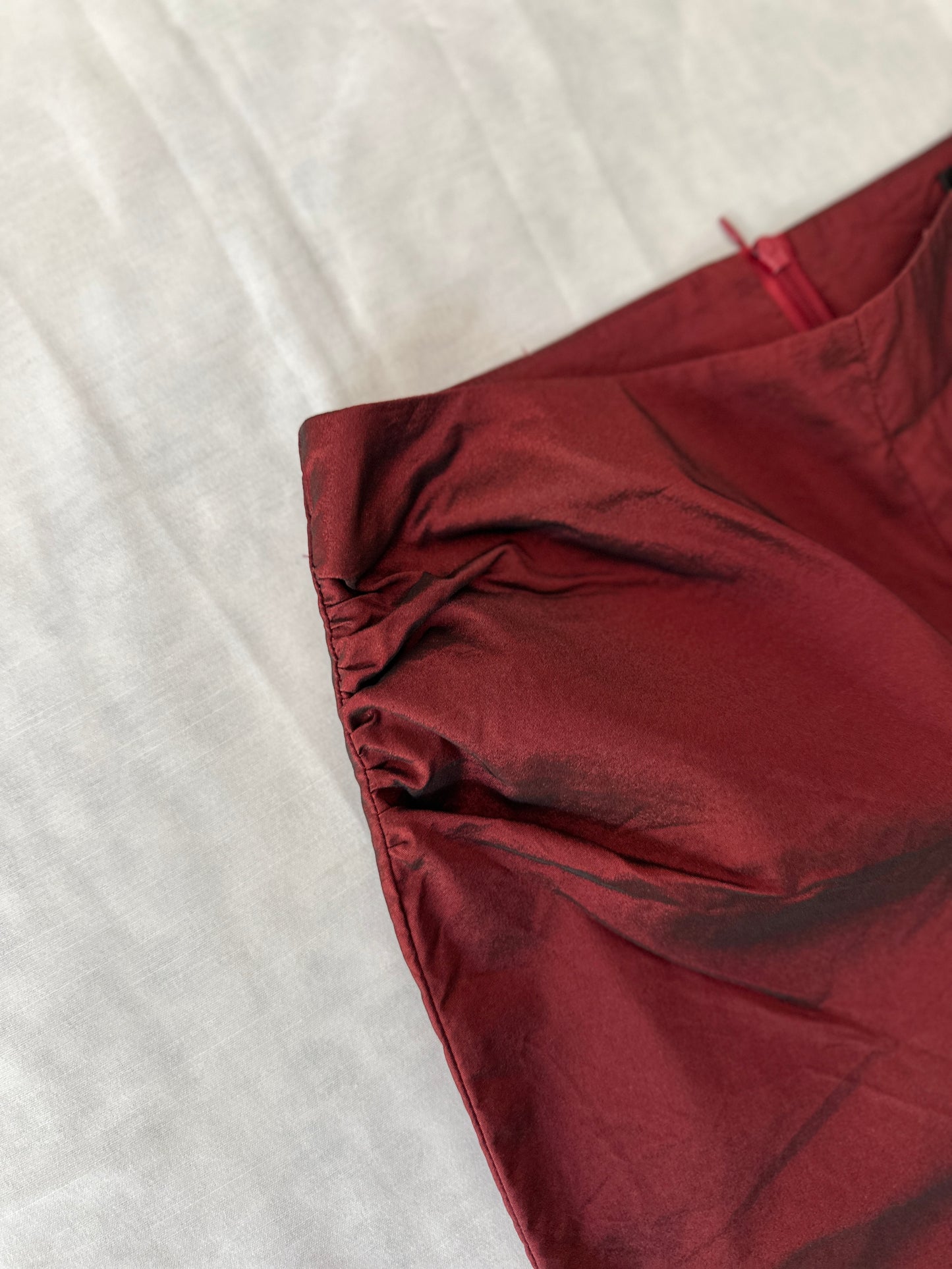 red opaque high waist flare pants