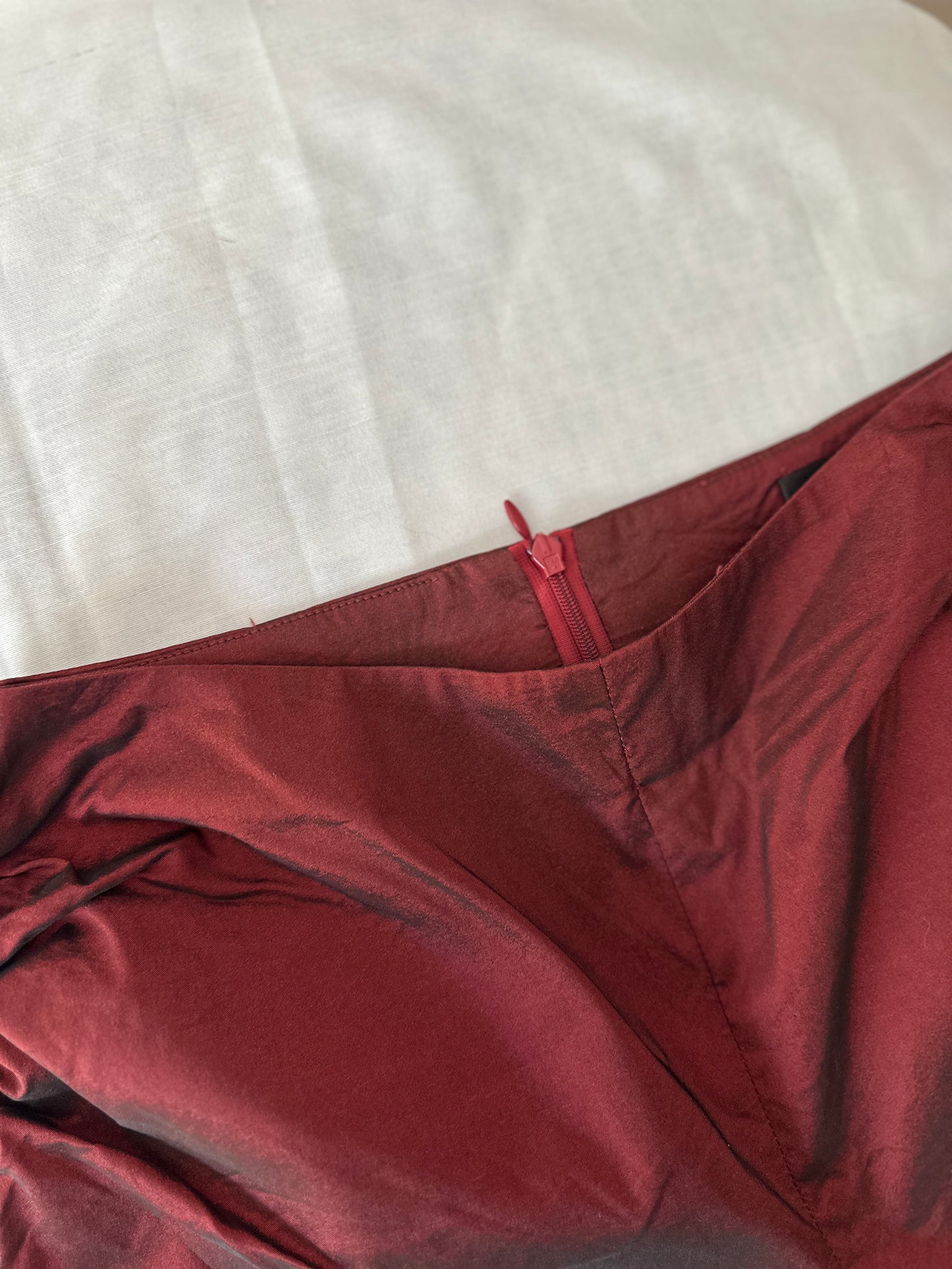 red opaque high waist flare pants