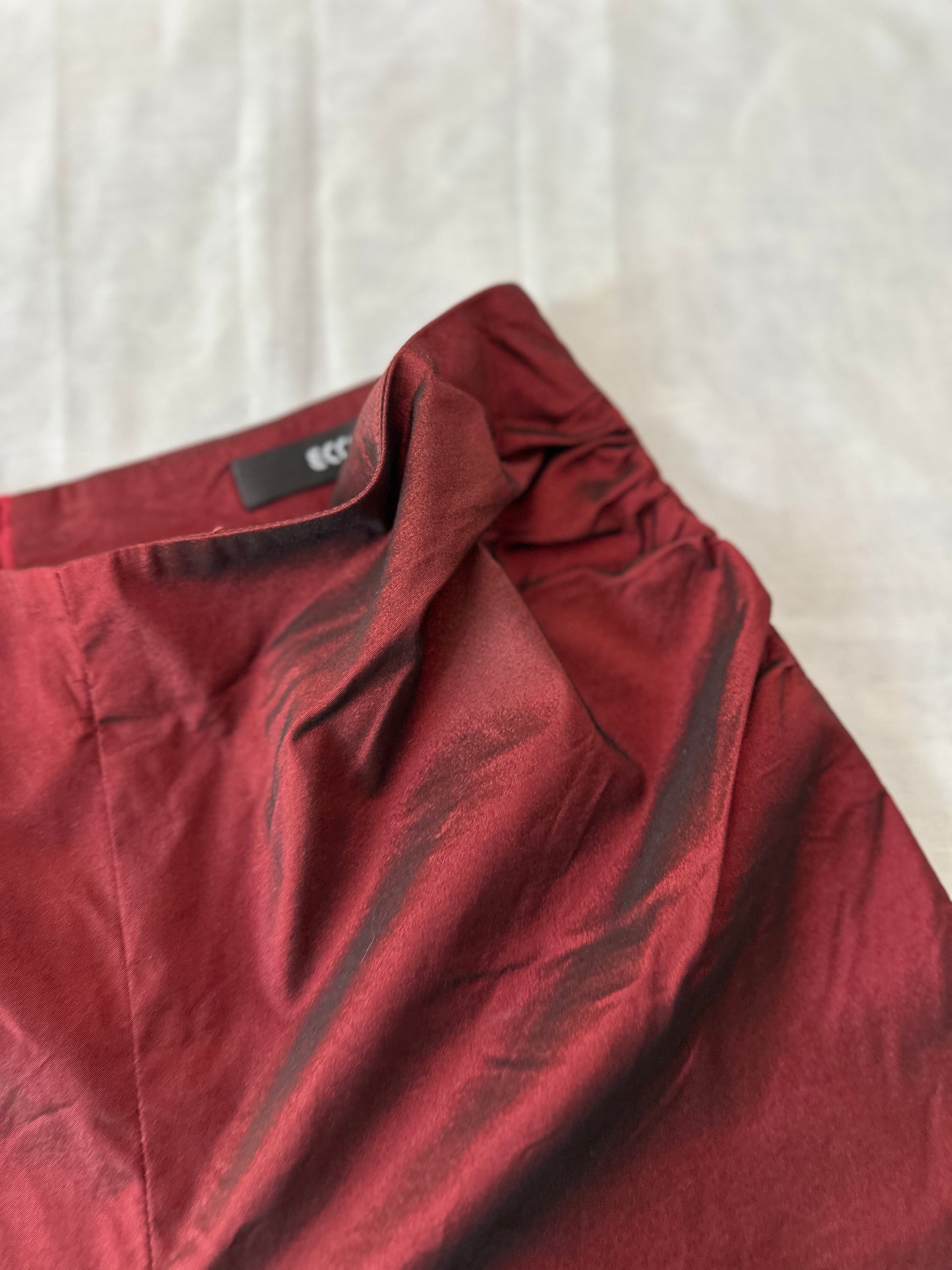 red opaque high waist flare pants