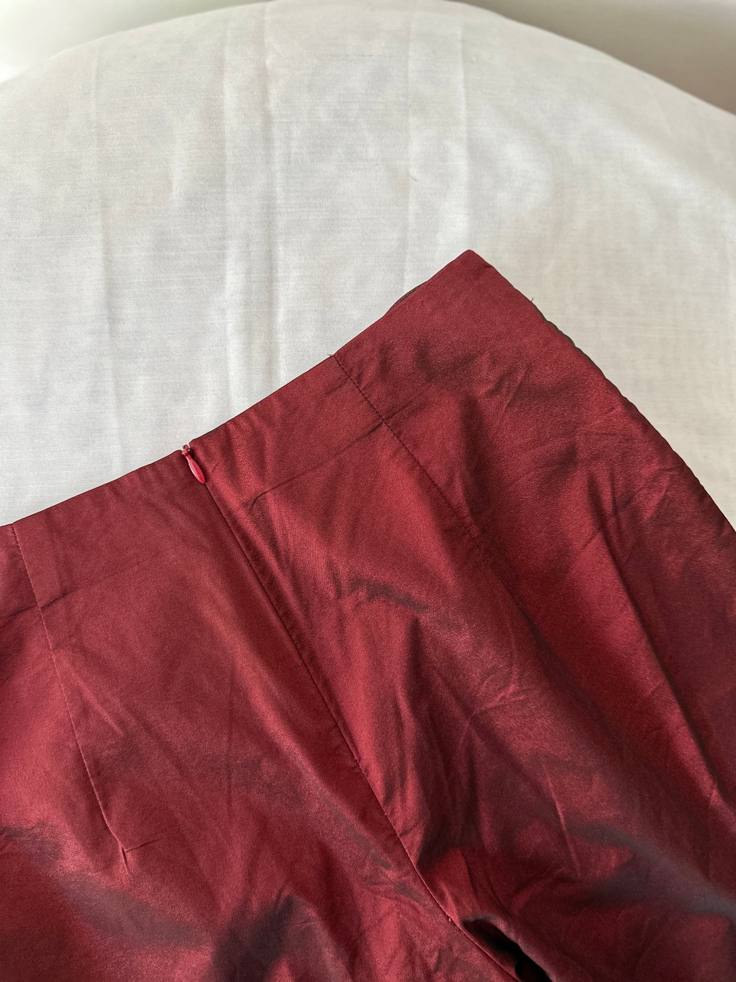 red opaque high waist flare pants