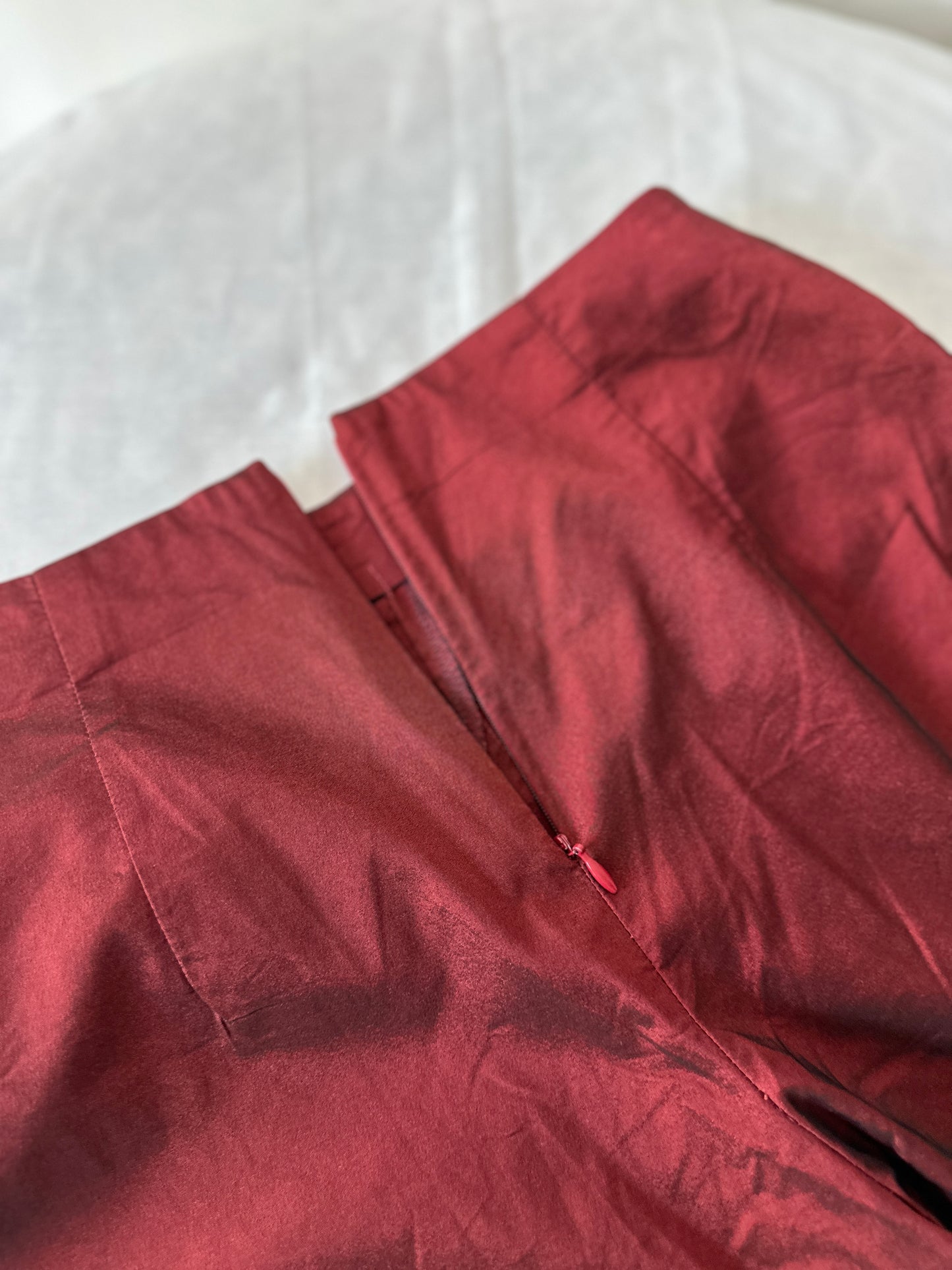 red opaque high waist flare pants