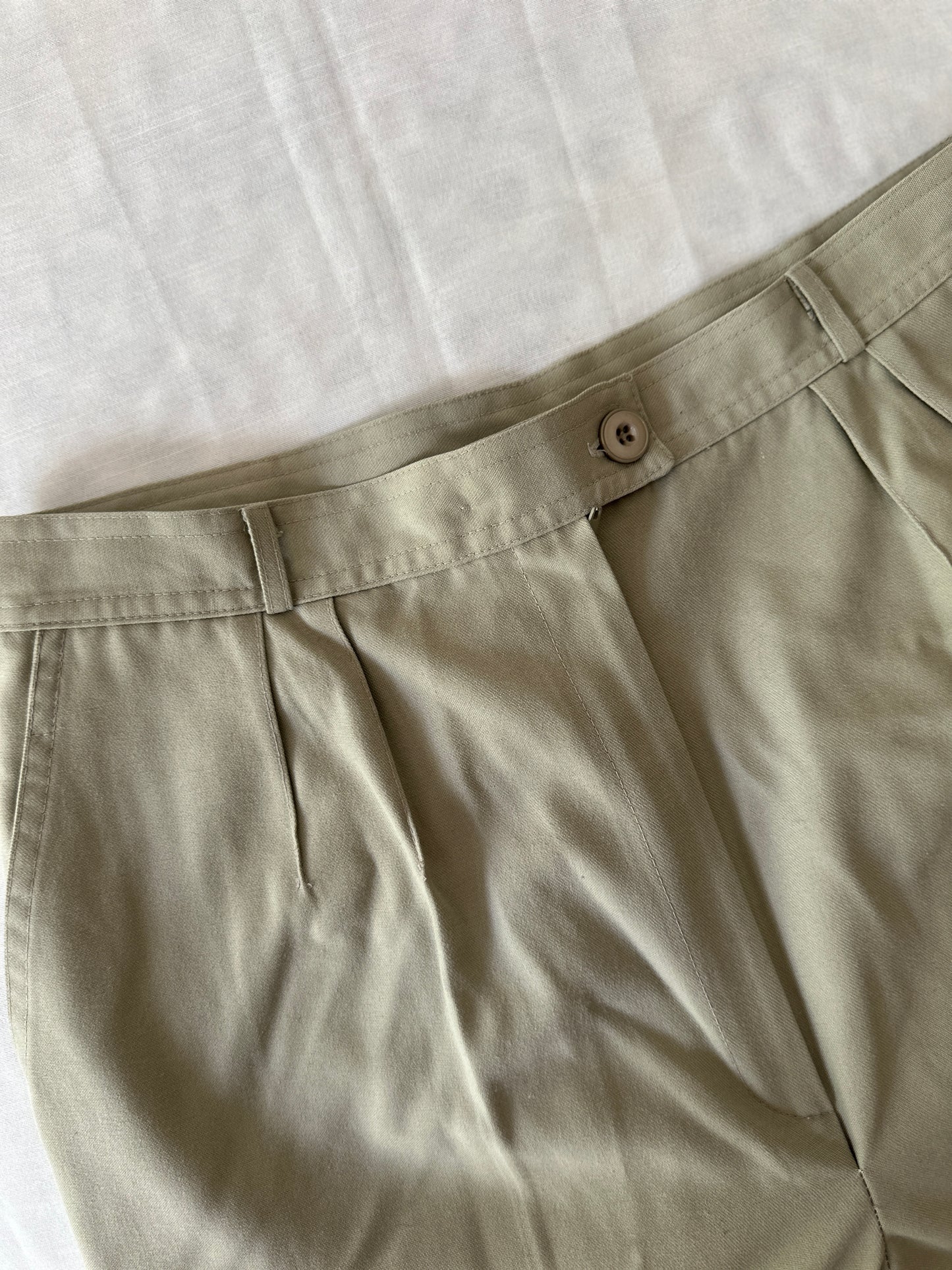 high waist grey/green pleated trouser
