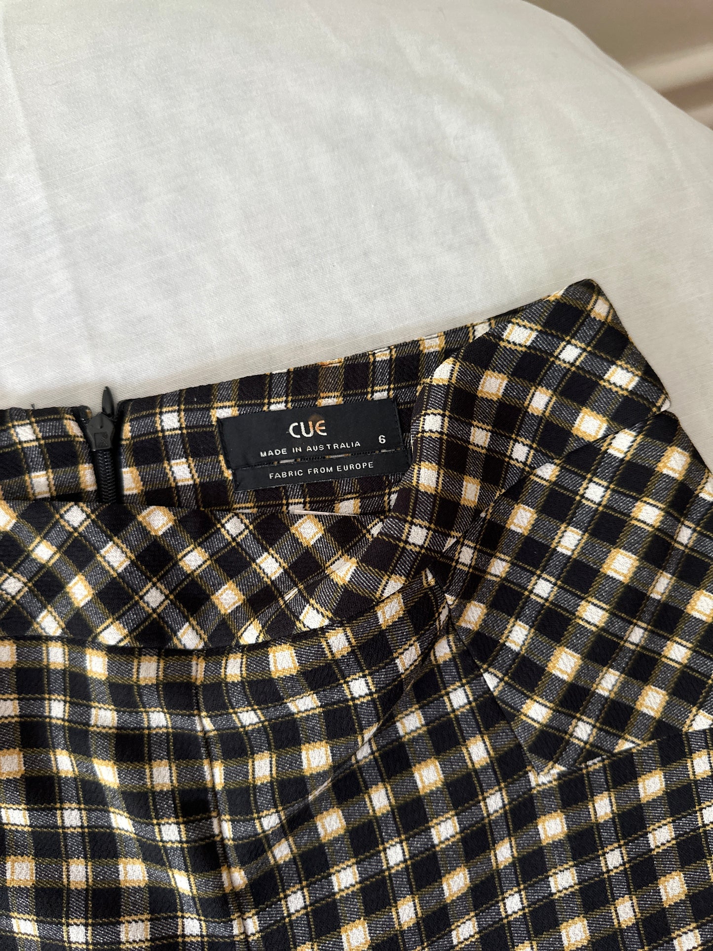 black/yellow gingham flared trousers