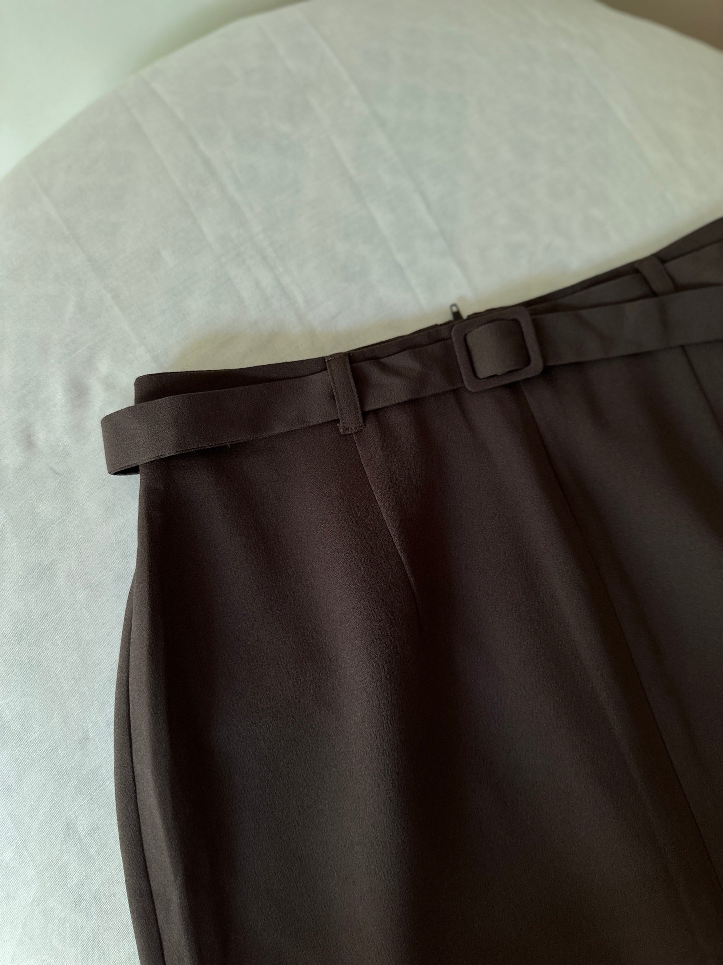 long line grey/brown straight skirt