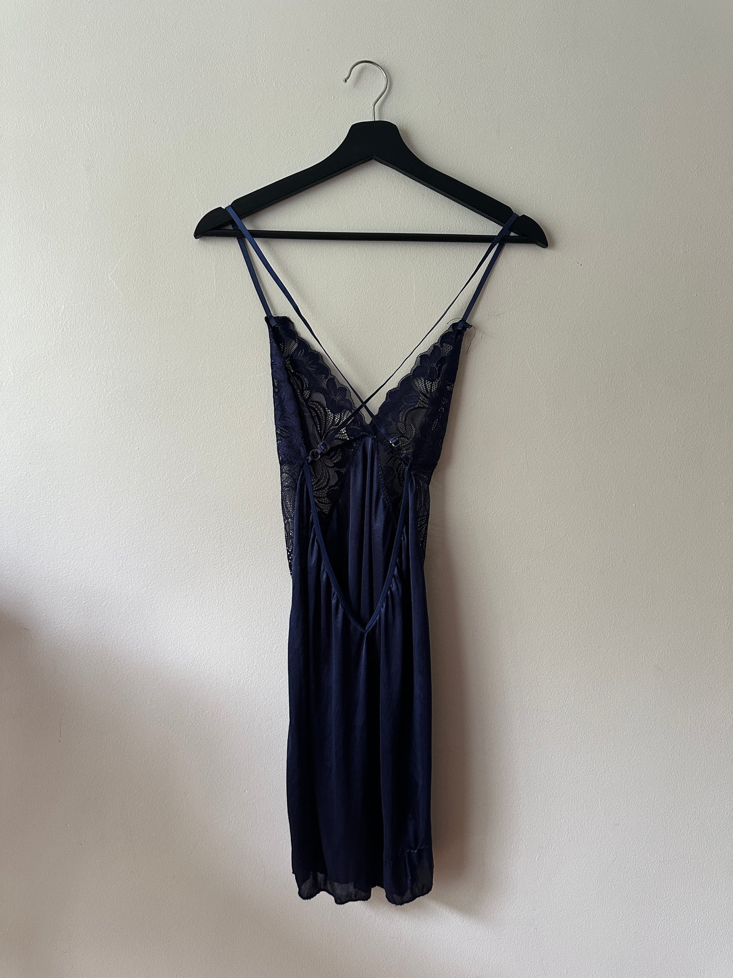 navy lace slip blouse