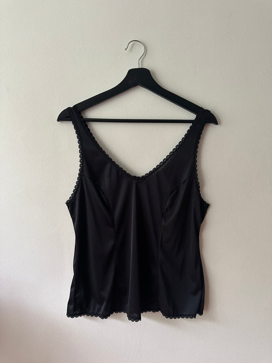 black lace trim slip blouse