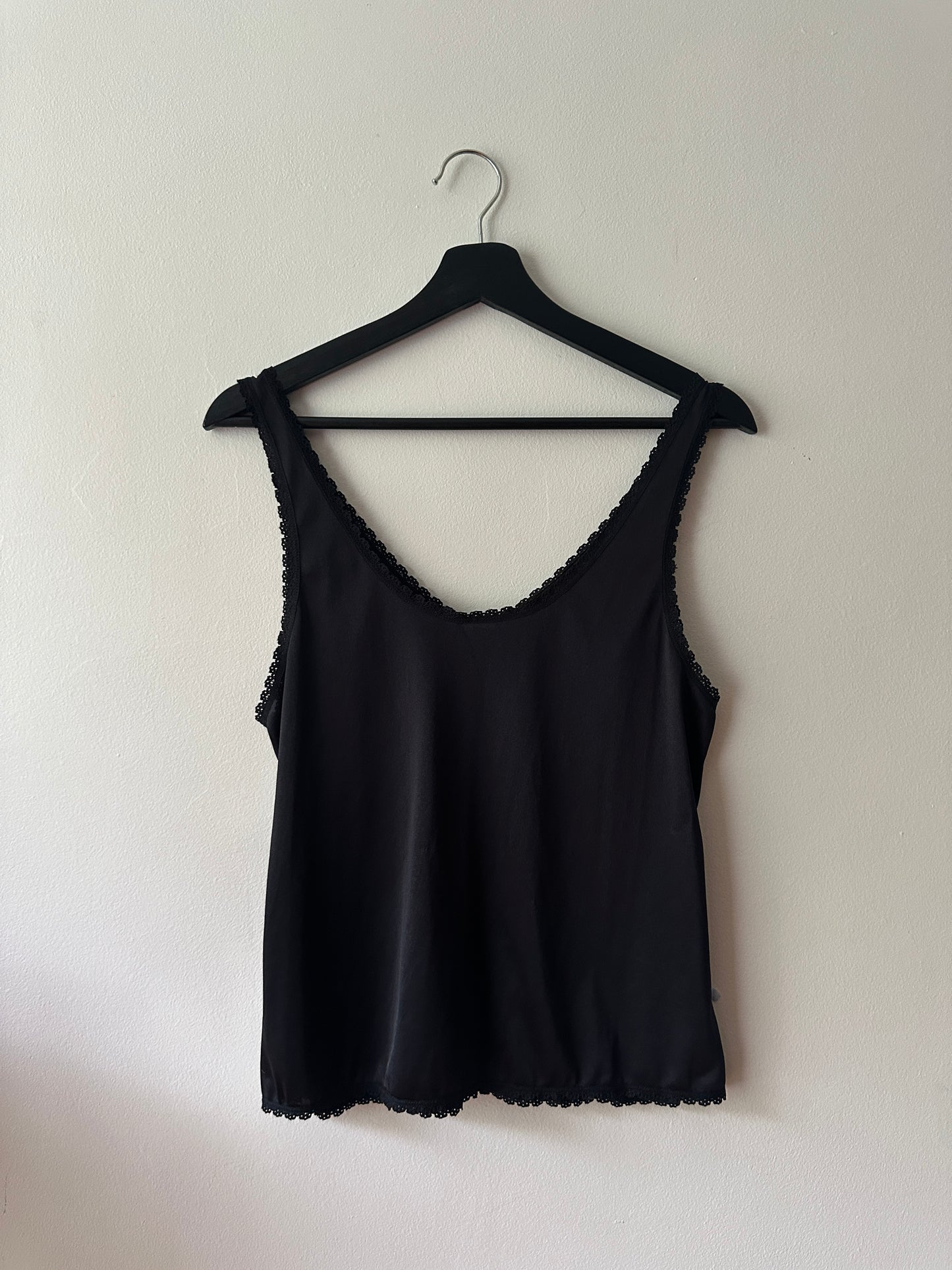 black lace trim slip blouse
