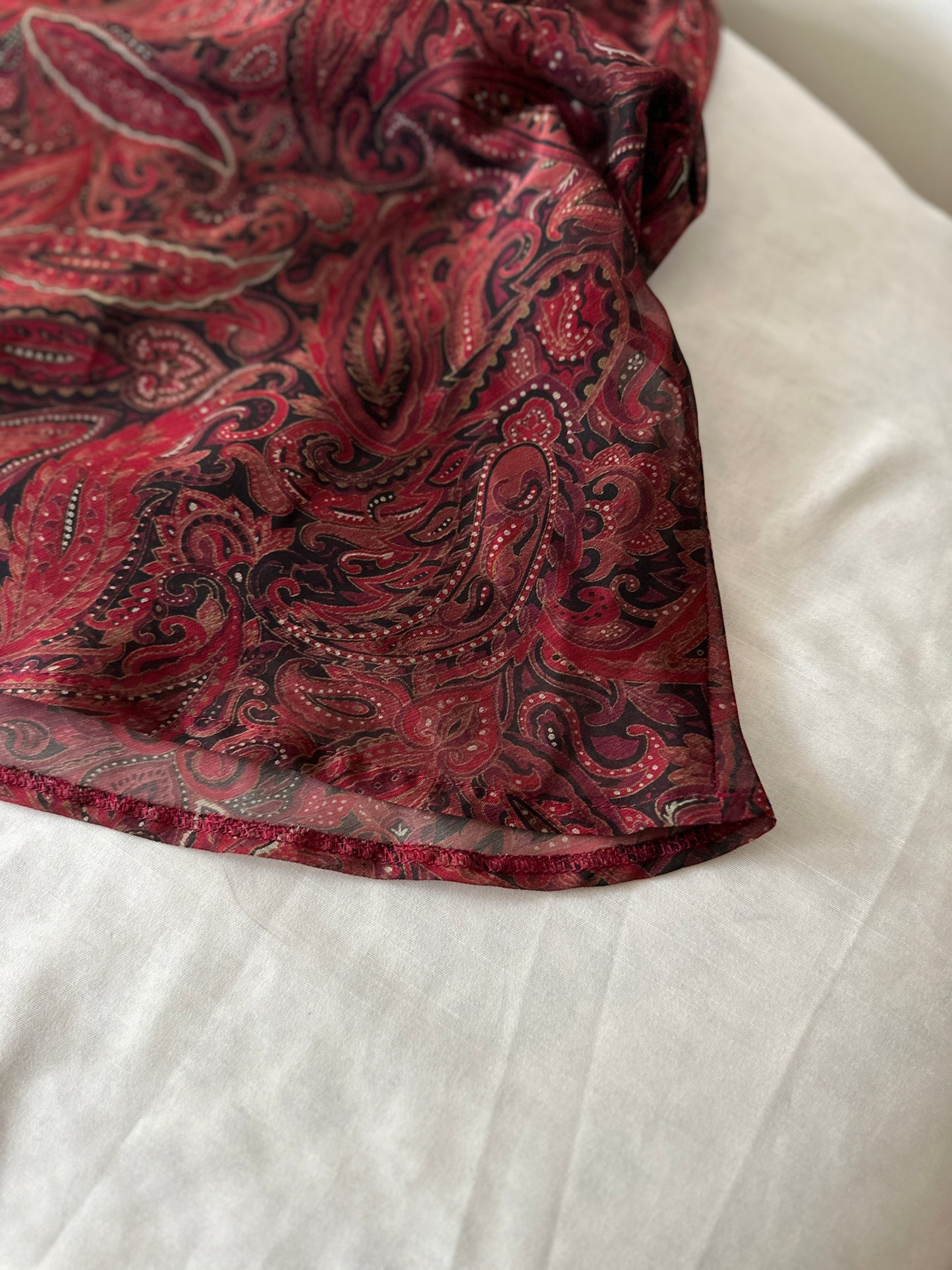 red paisley midi-skirt